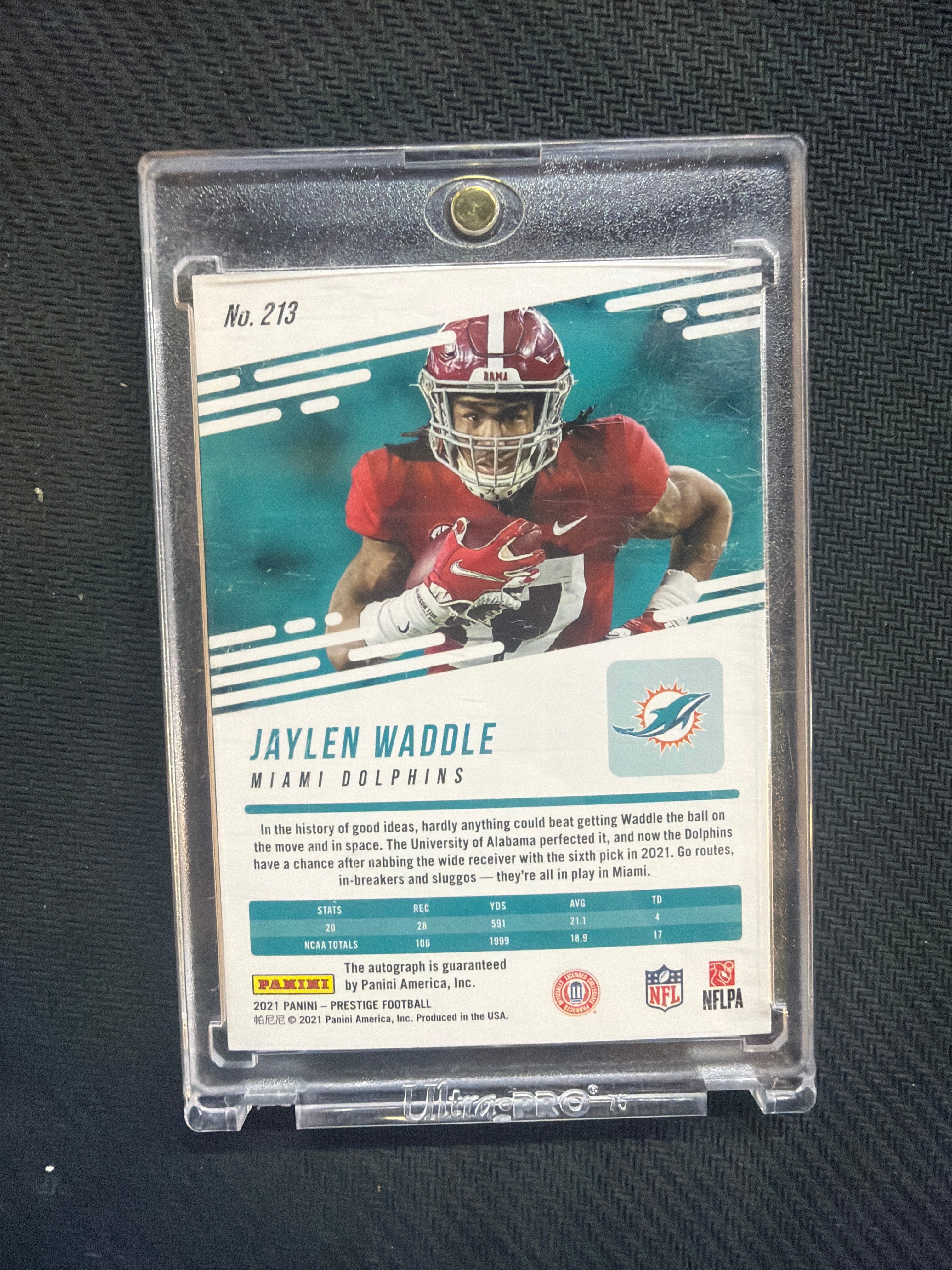 2021 Panini Prestige Jaylen Waddle Rookie Auto Alabama