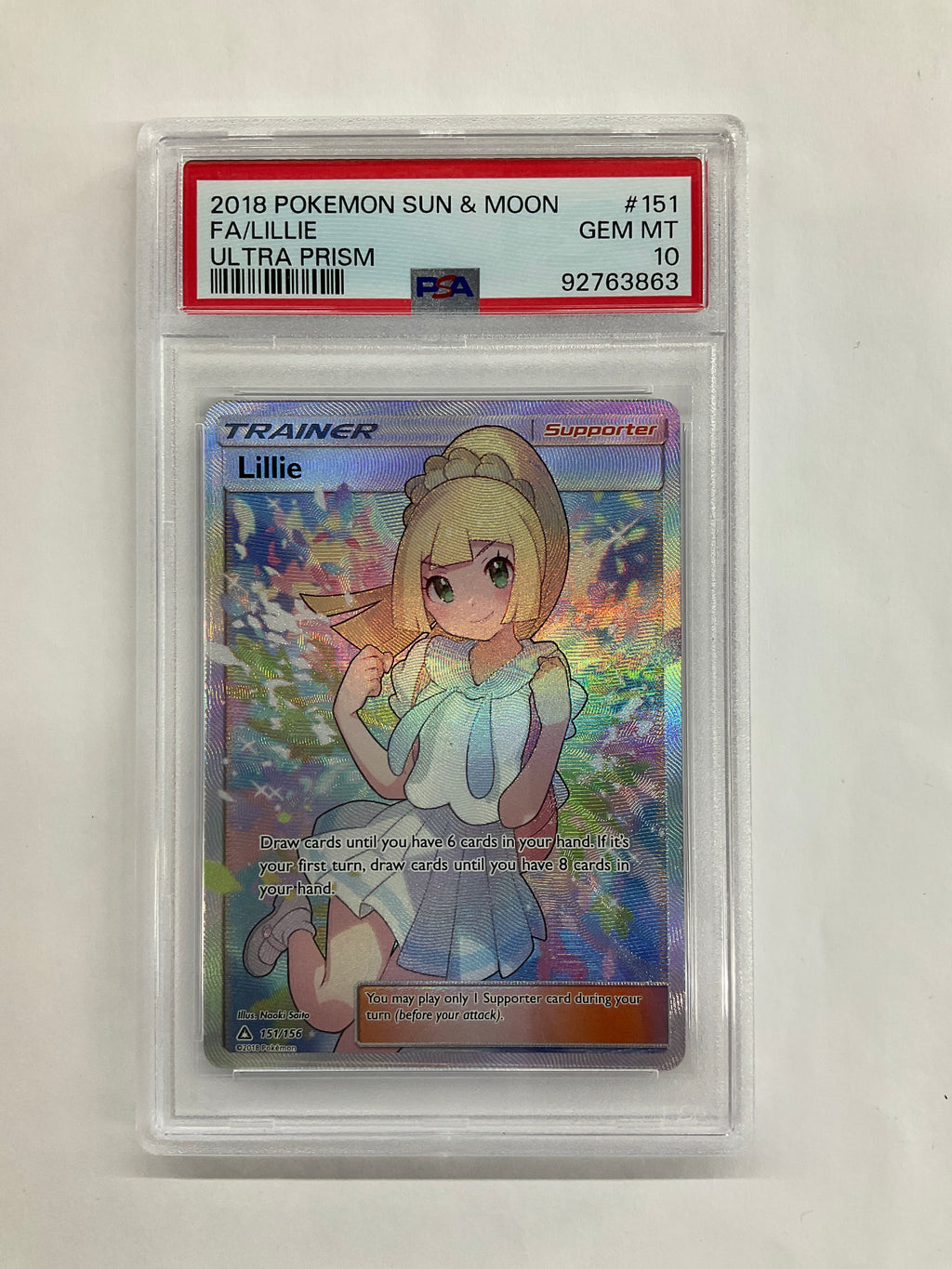 2018 Pokemon Ulra Prism Lillie 151 PSA 10