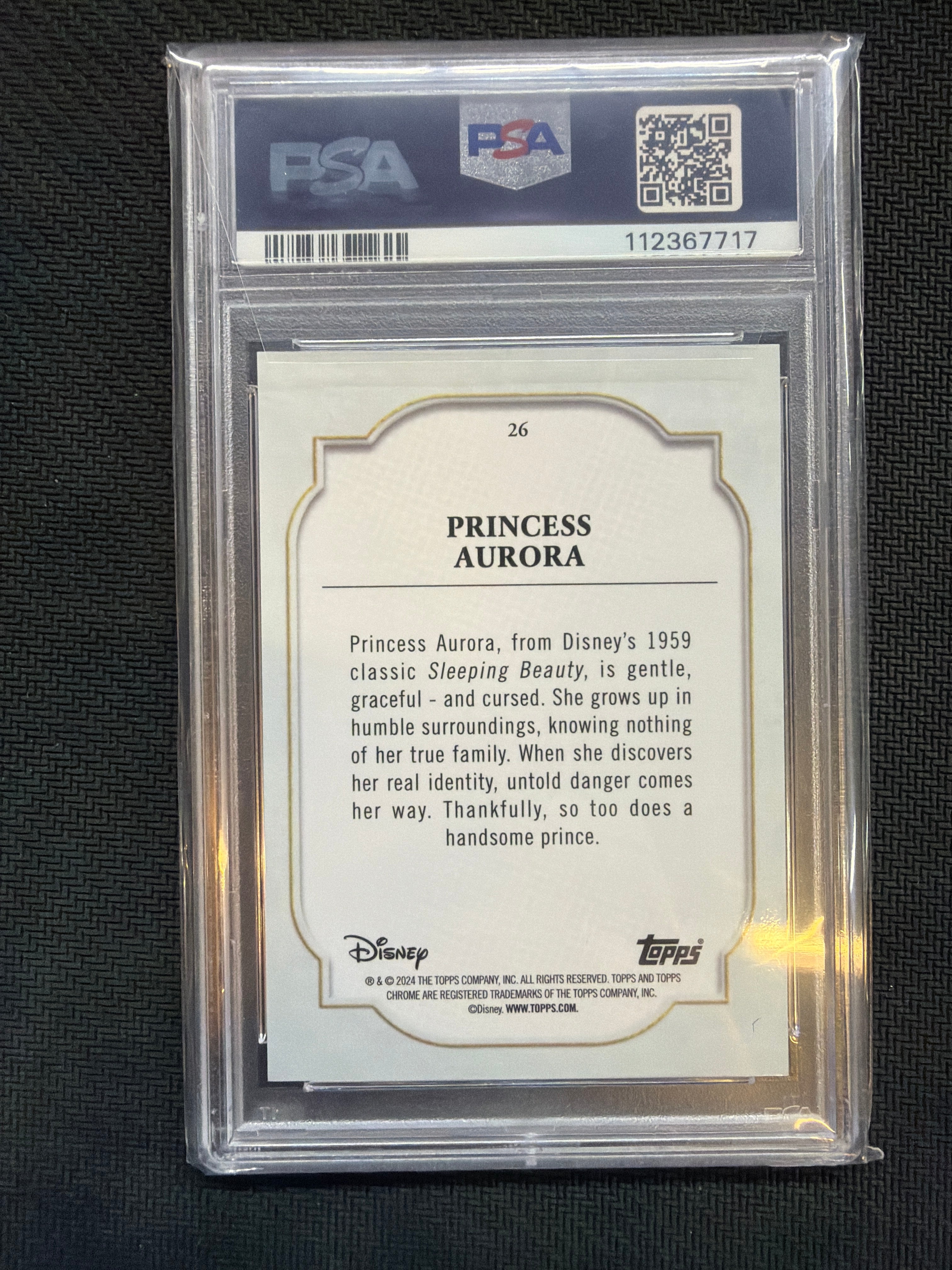 2024 Topps Chrome Disney Princess Aurora Black & White /101 PSA 10