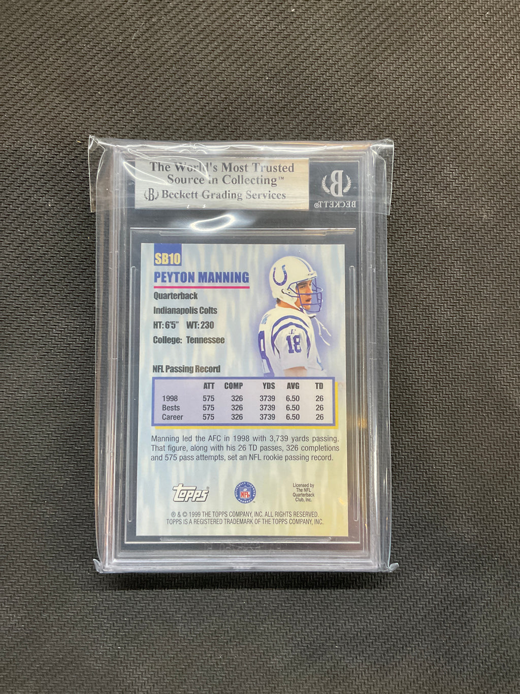 1999 Topps Peyton Manning Season's Best BGS 9