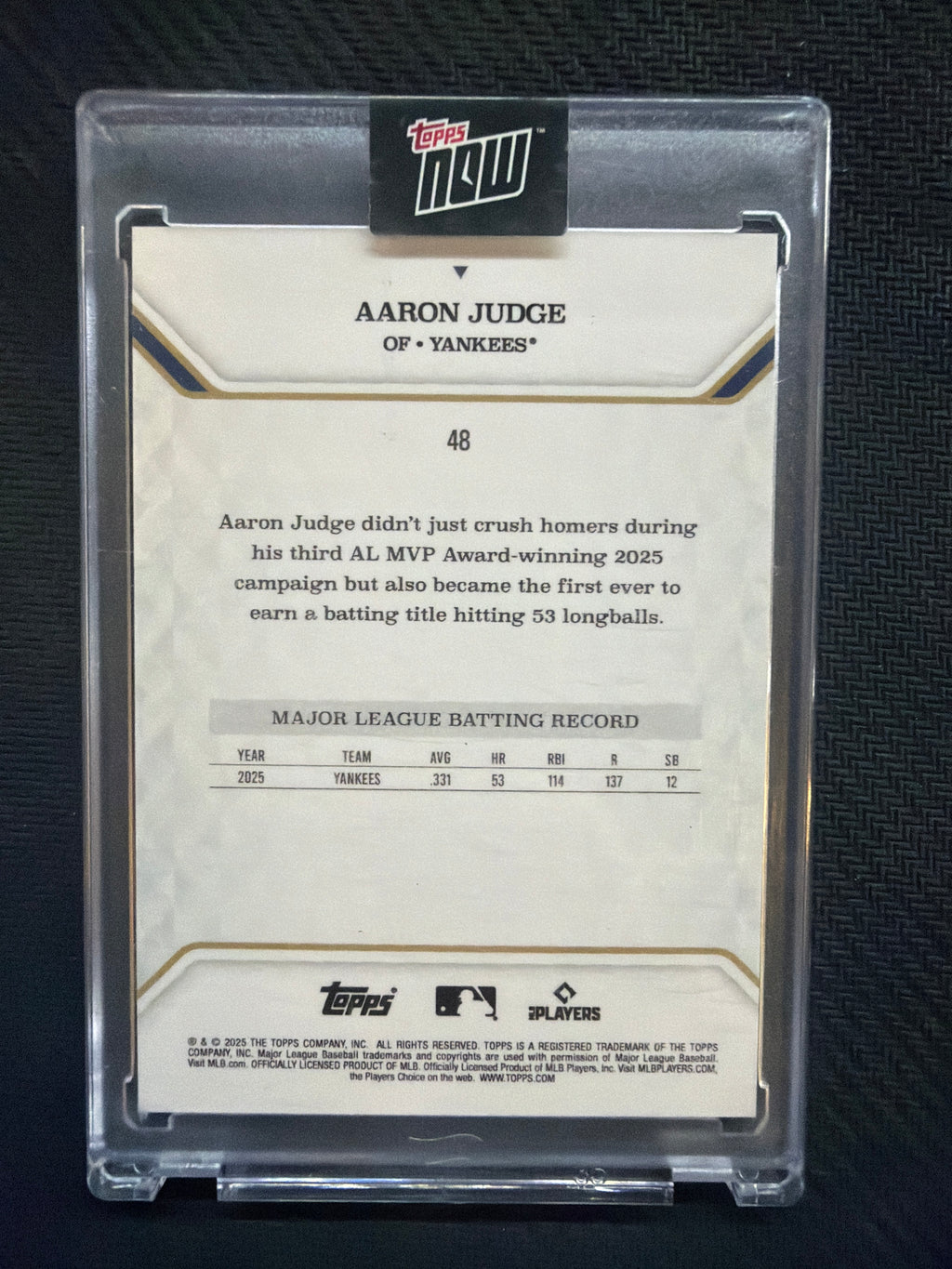 2025 Topps MVP Collection Aaron Judge #48 /99 Yankees