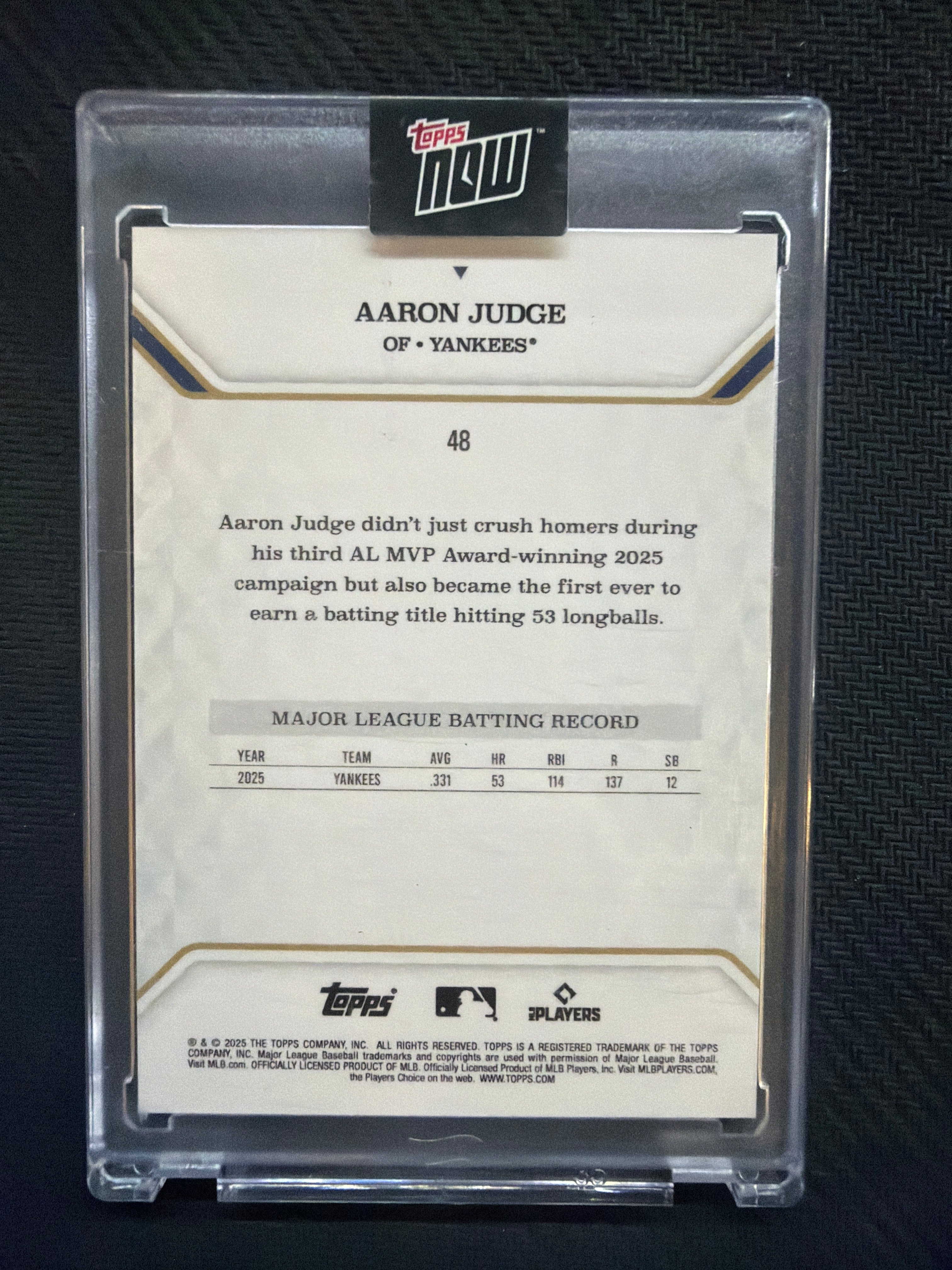 2025 Topps MVP Collection Aaron Judge #48 /99 Yankees