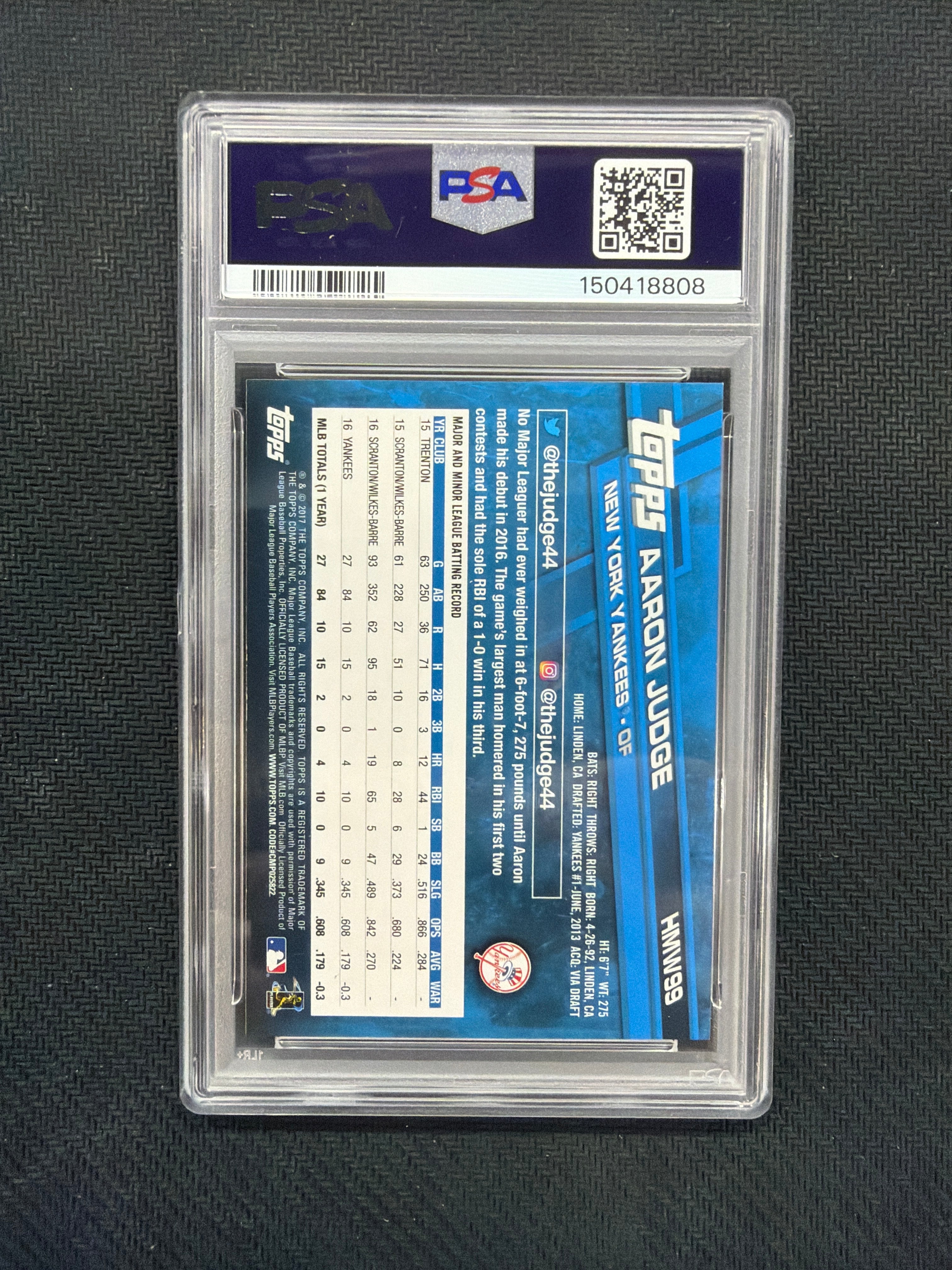 2017 Topps Holiday Aaron Judge Metallic Snowflake Rookie PSA 9 Yankees