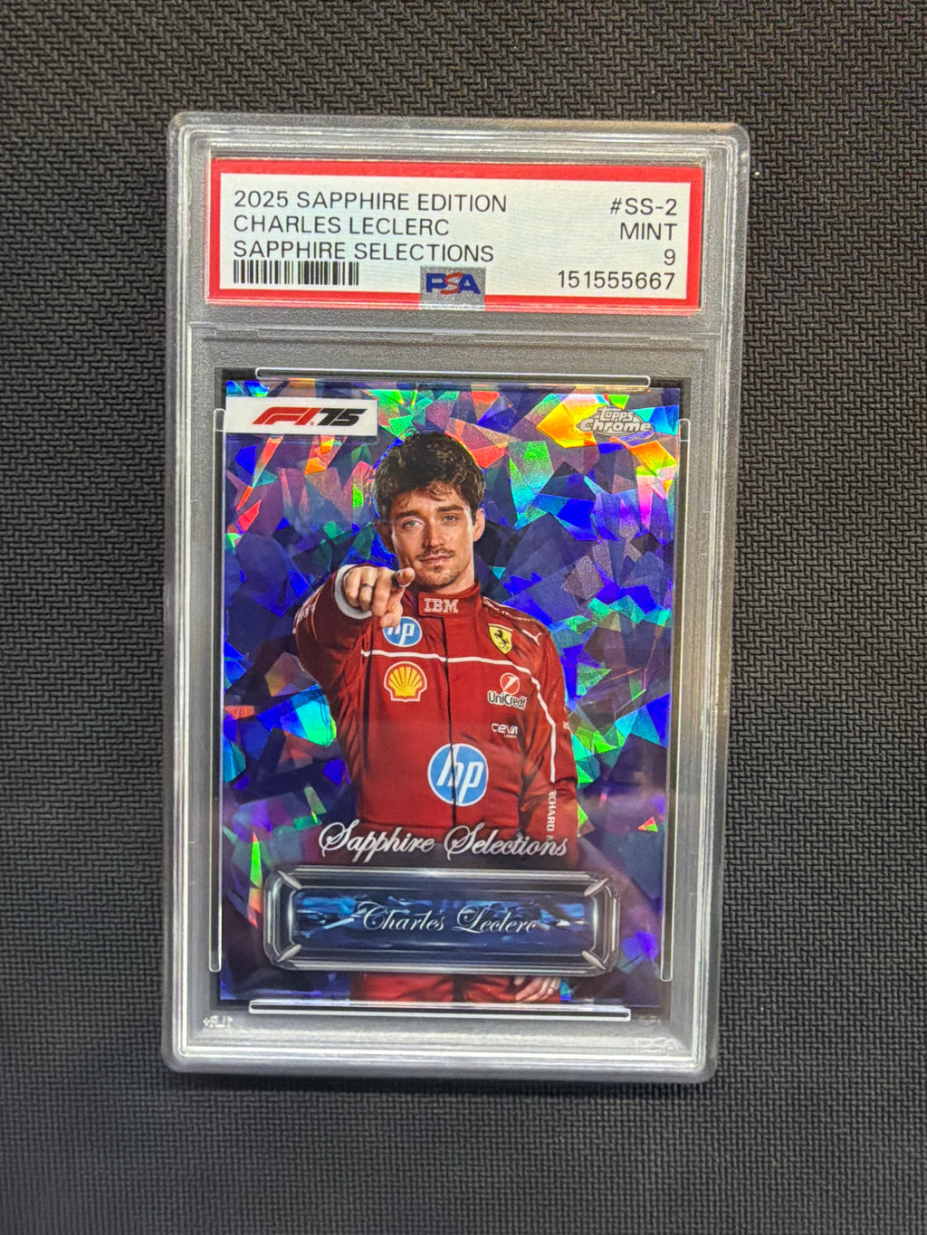 2025 Topps Chrome Sapphire Charles Leclerc Selections PSA 9 Ferrari 667