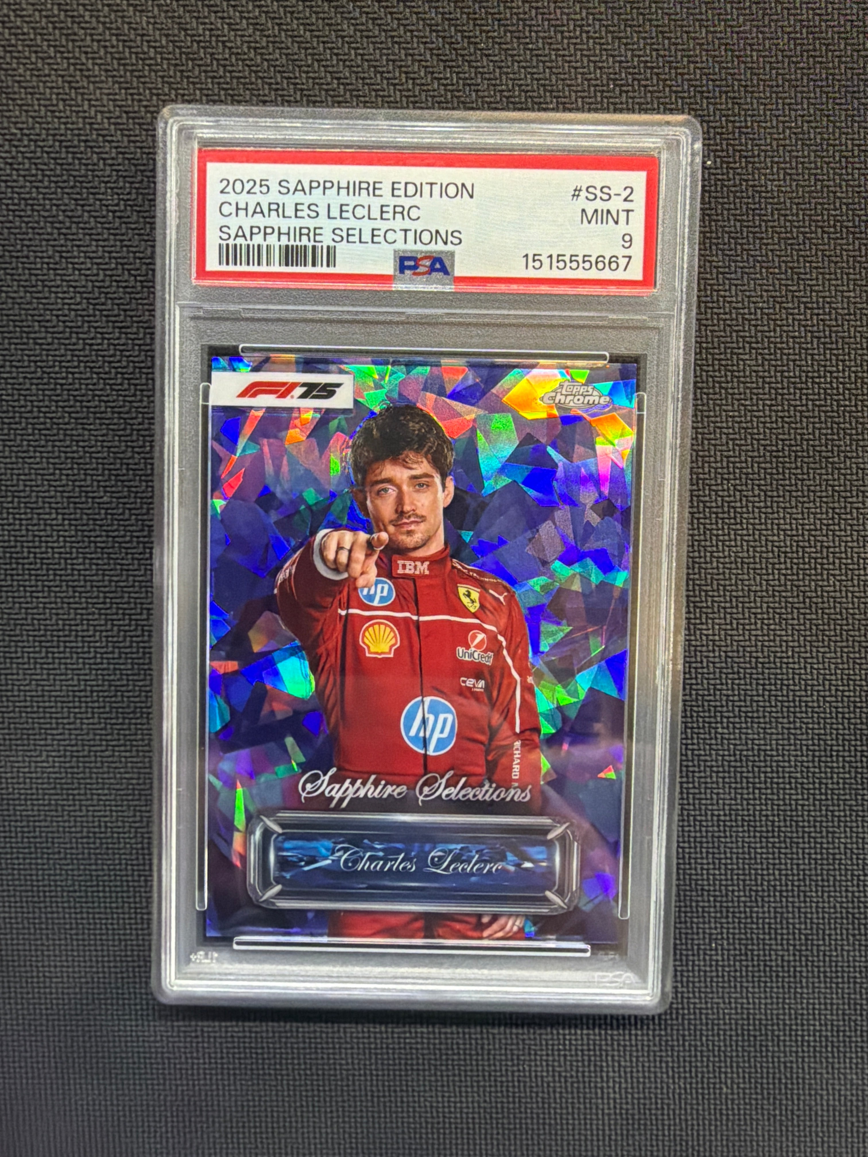2025 Topps Chrome Sapphire Charles Leclerc Selections PSA 9 Ferrari 667
