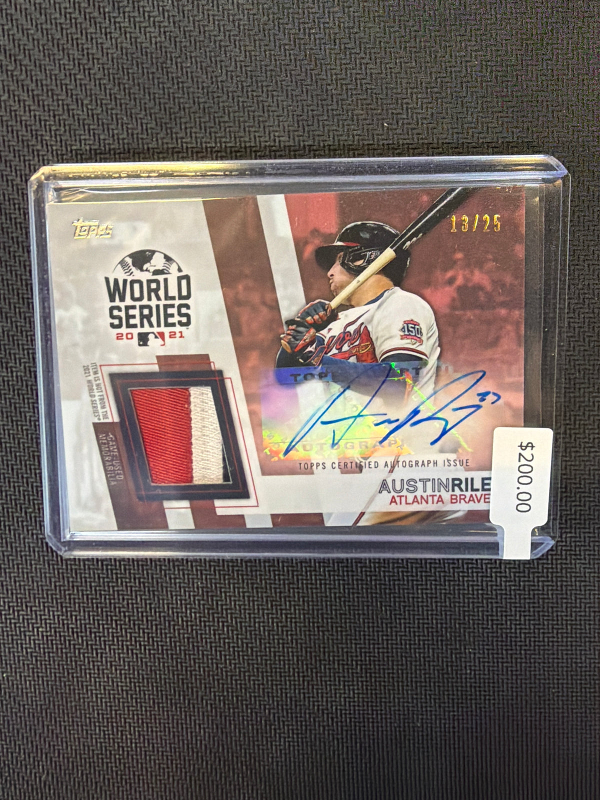 2022 Topps Austin Riley 2021 World Series Patch Auto /25 Braves