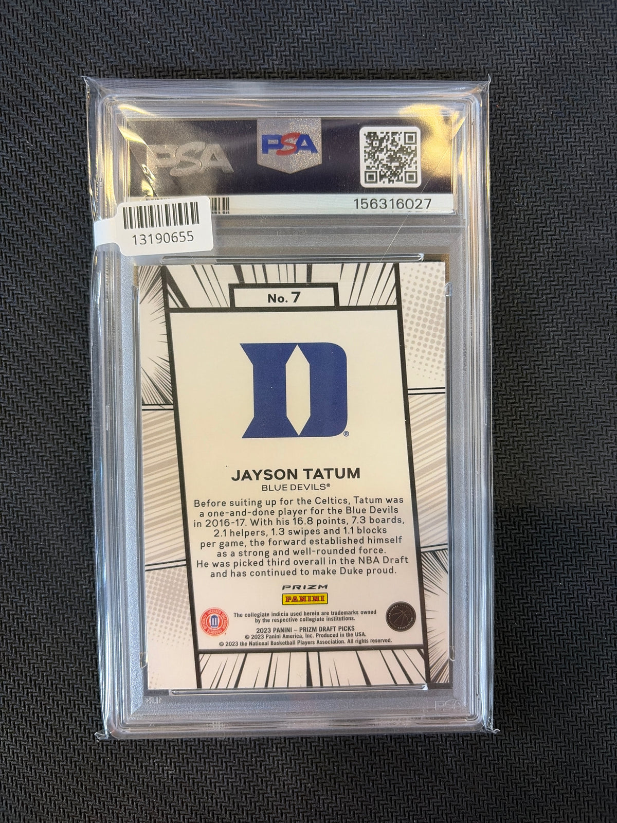 2023 Panini Prizm Draft Picks Jayson Tatum Manga Case Hit #7 PSA 9 Duke Celtics