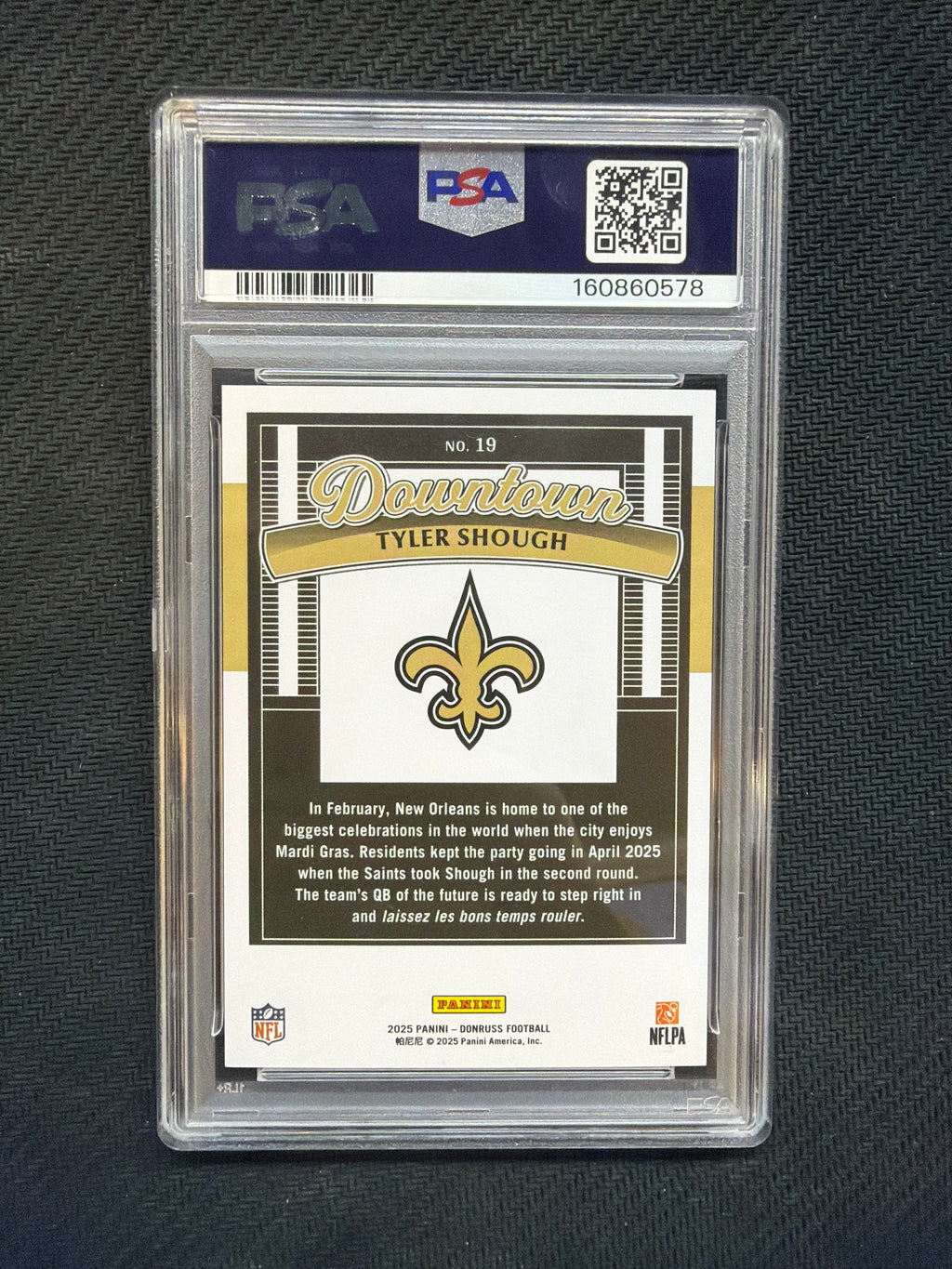 2025 Donruss Tyler Shough Downtown PSA 9 Saints