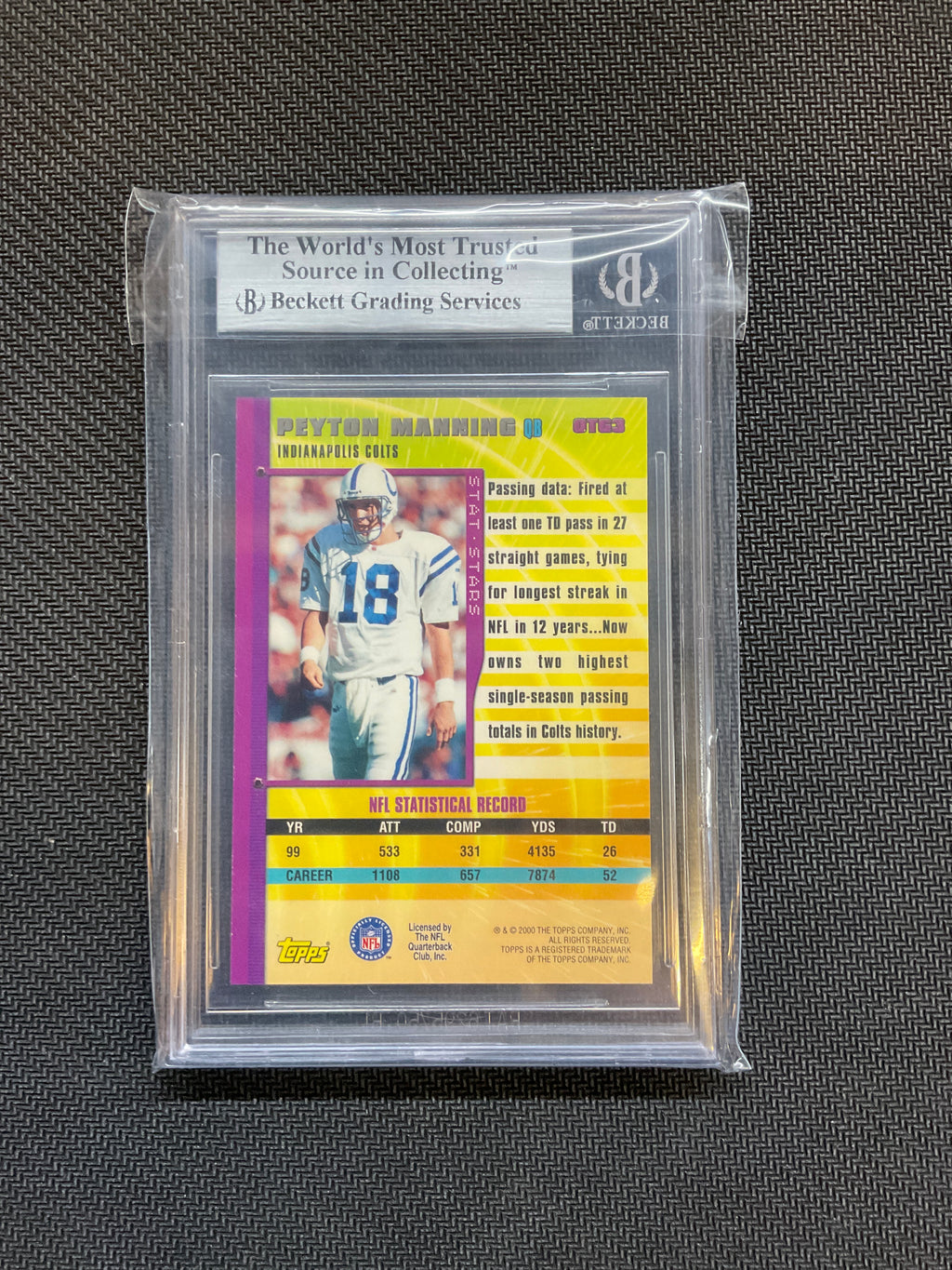 2000 Topps Peyton Manning Own The Game BGS 9 Colts