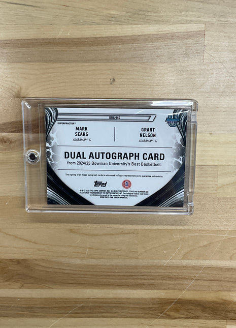 2024/25 Bowman Best U Mark Sears Grant Nelson Dual Superfractor Auto 1/1