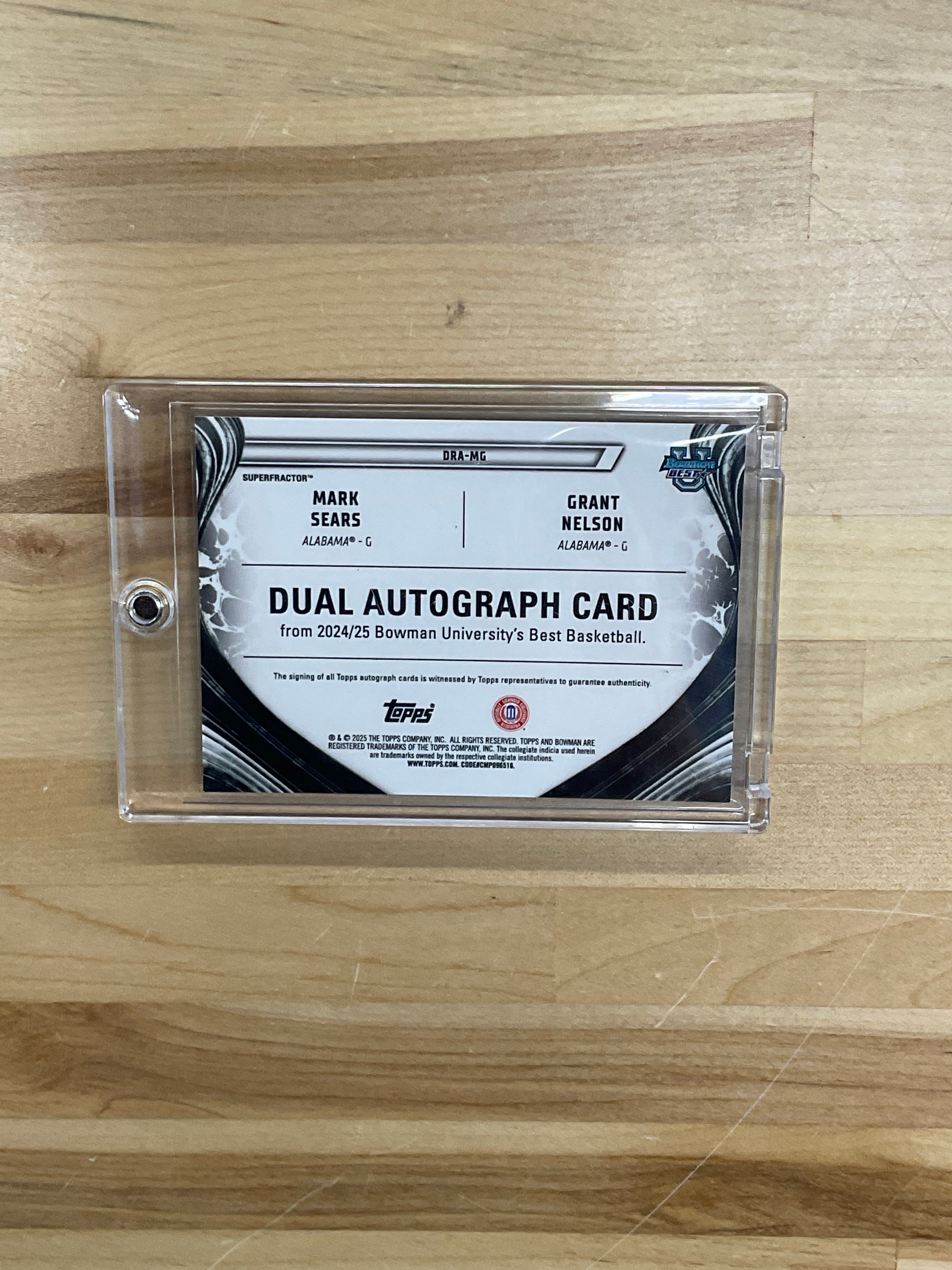 2024/25 Bowman Best U Mark Sears Grant Nelson Dual Superfractor Auto 1/1