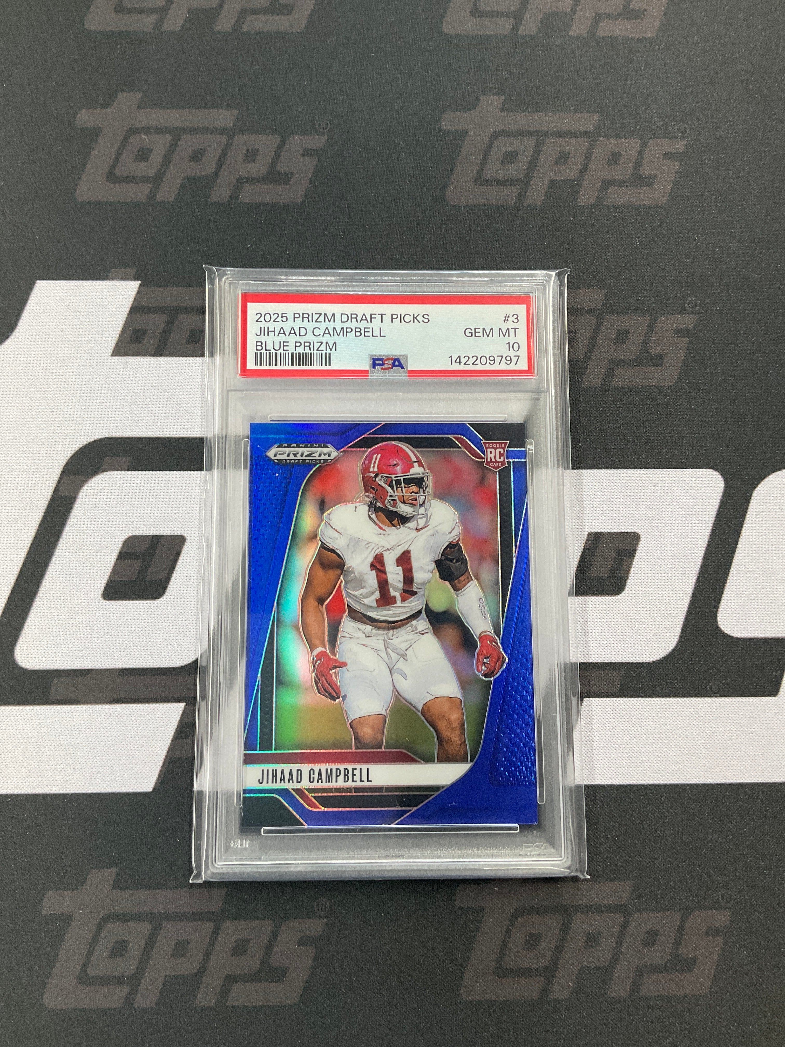 2025 Prizm Draft Jihaad Campbell Rookie Blue /249 PSA 10 Alabama