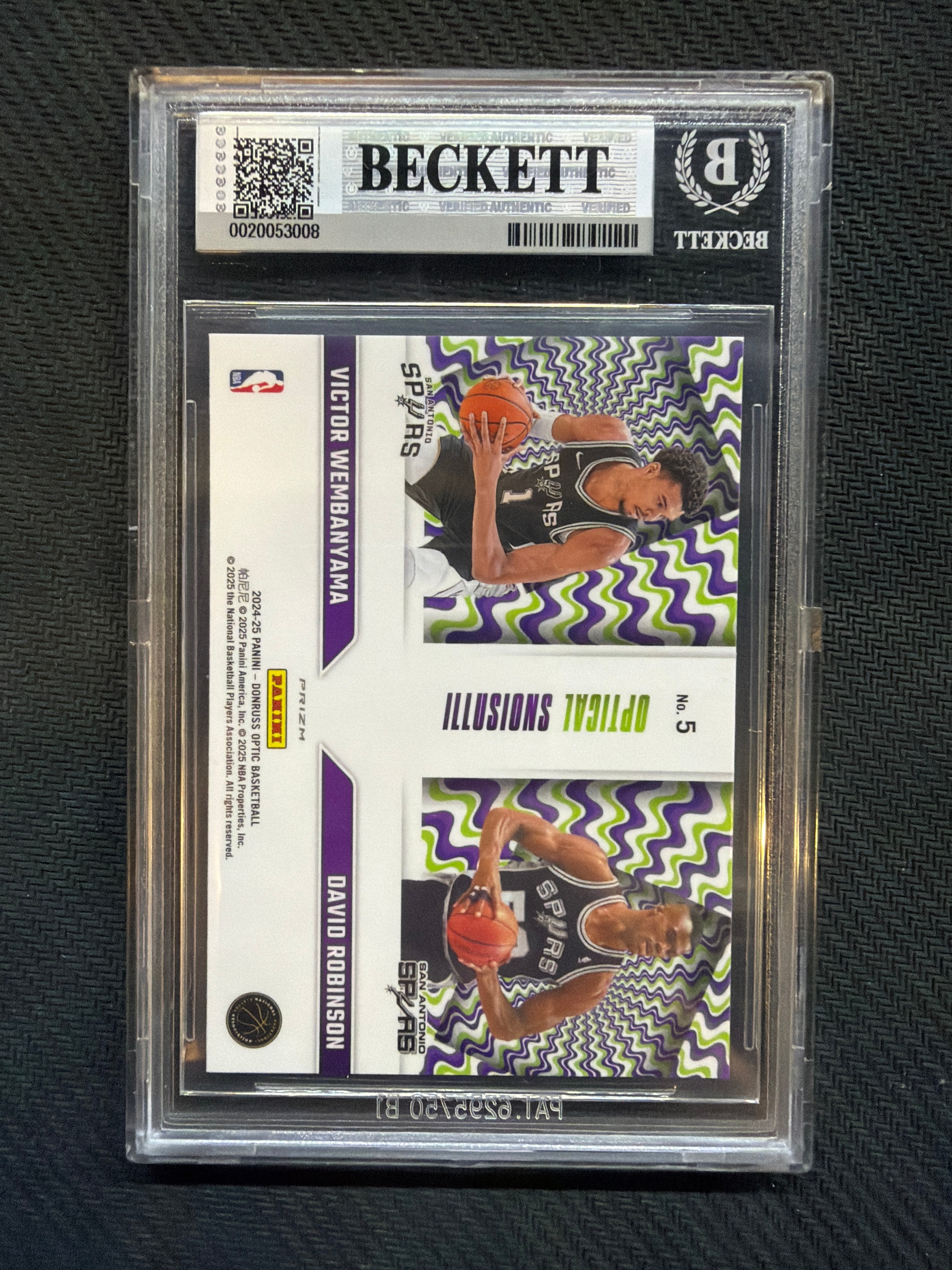 2024-25 Donruss Optic Optical Illusions Holo Robinson/Wembanyama BGS 9 Spurs
