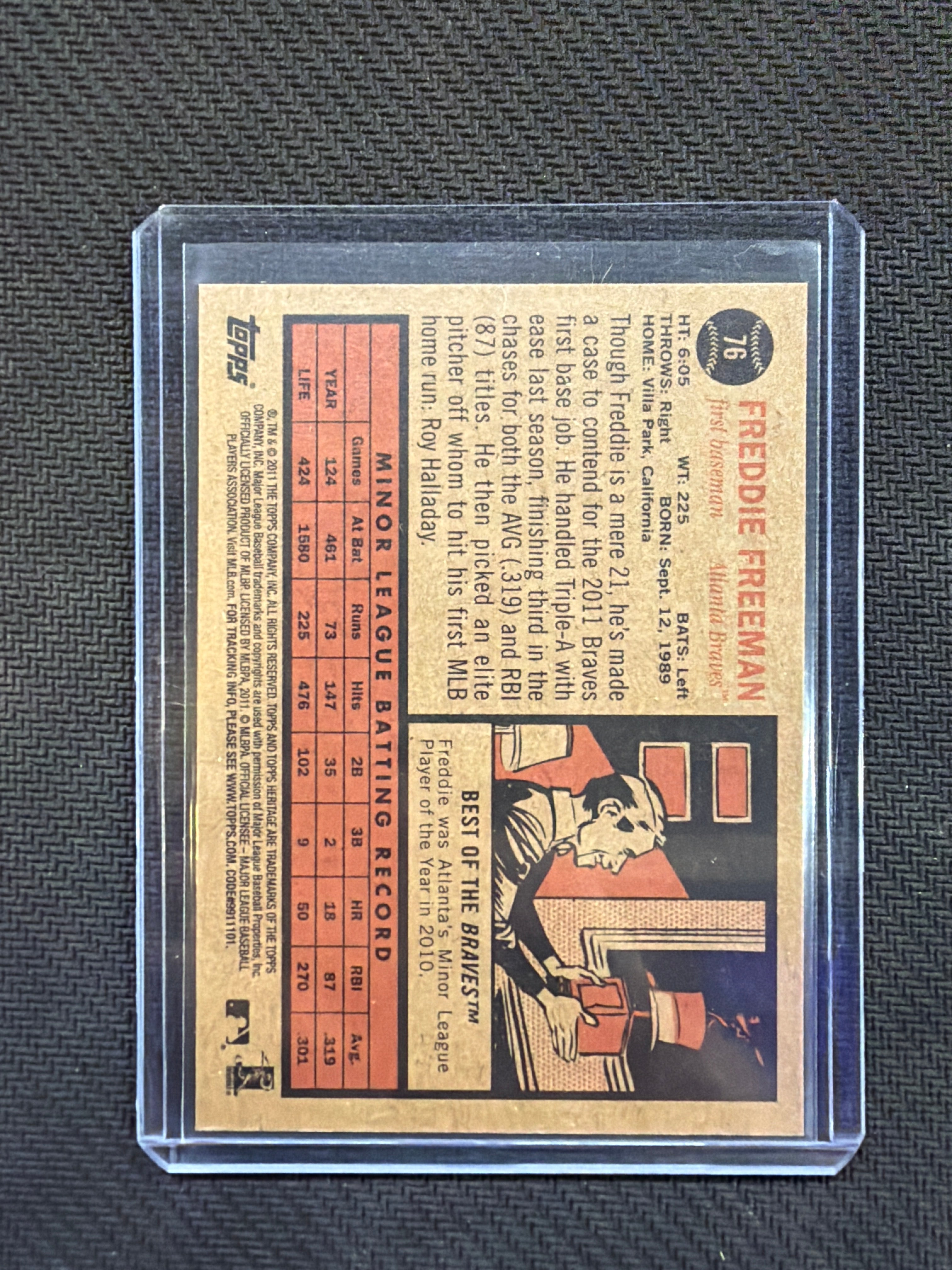 2011 Topps Heritage Freddie Freeman Rookie #76 Braves