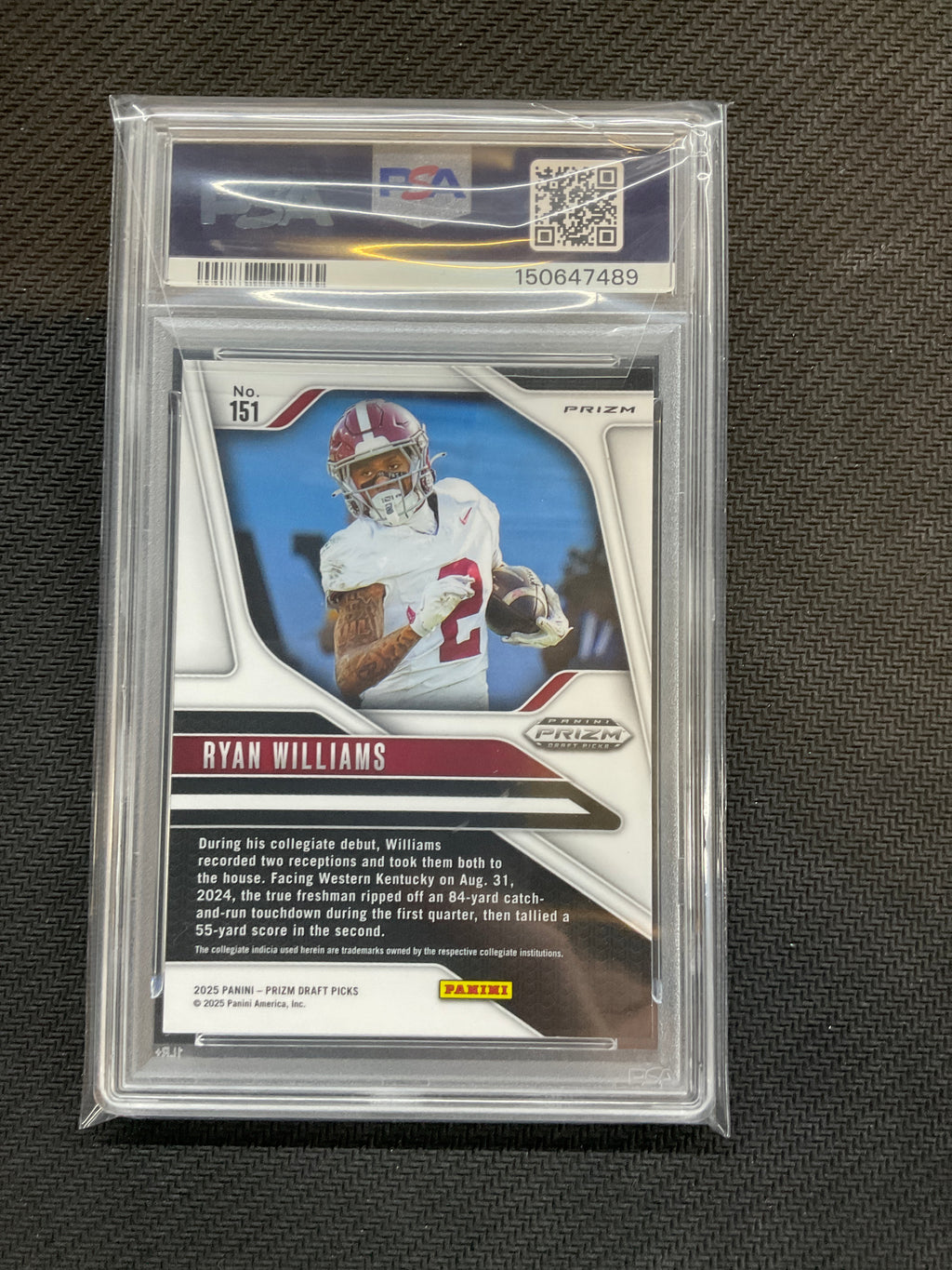 2025 Prizm Draft Picks Ryan Williams Rookie Gold Ice PSA 9 Alabama
