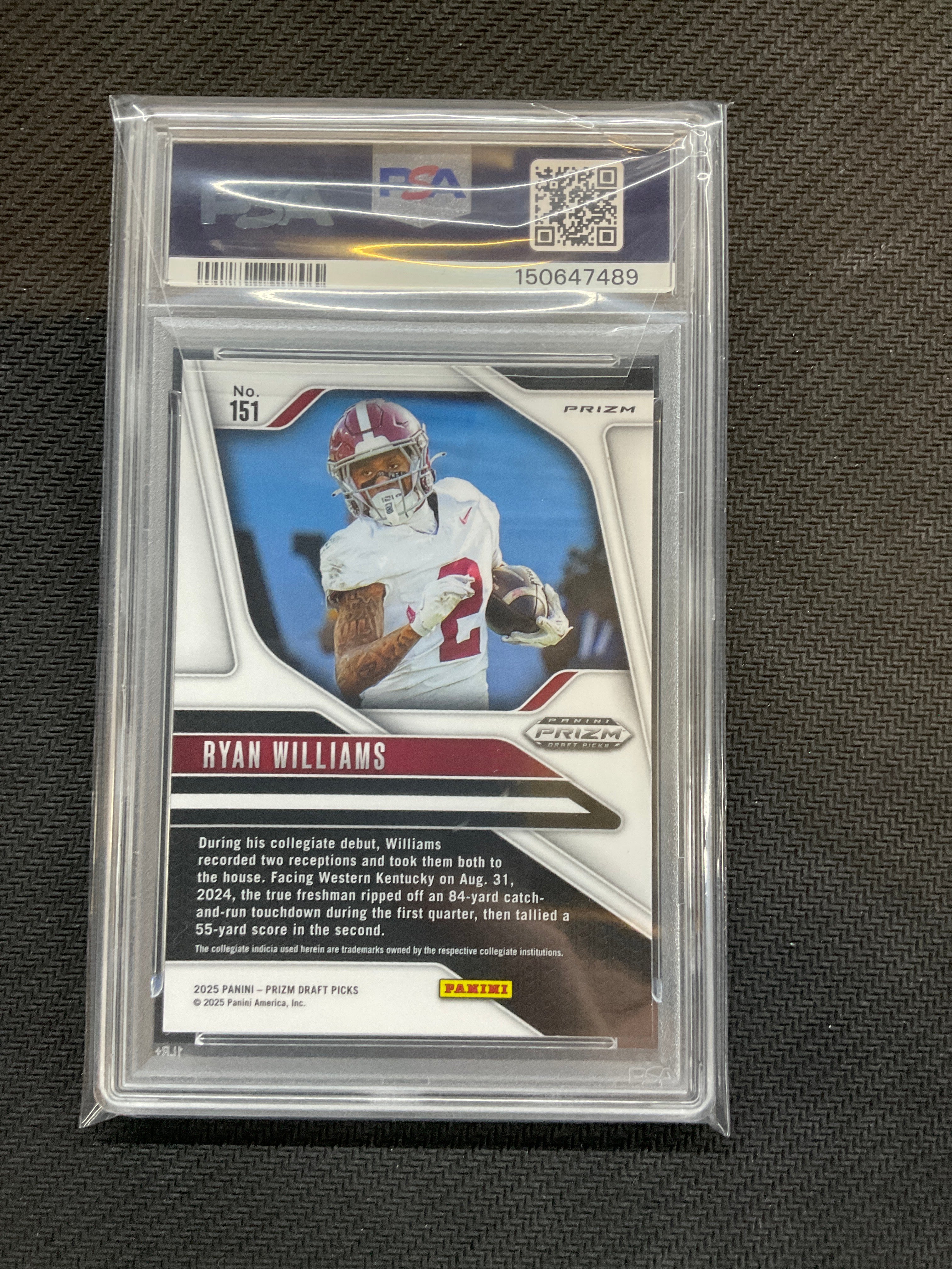 2025 Prizm Draft Picks Ryan Williams Rookie Gold Ice PSA 9 Alabama