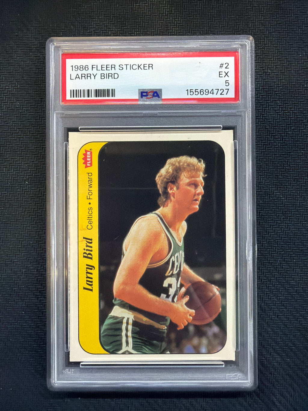1986 Fleer Sticker Larry Bird #2 PSA 5 Celtics