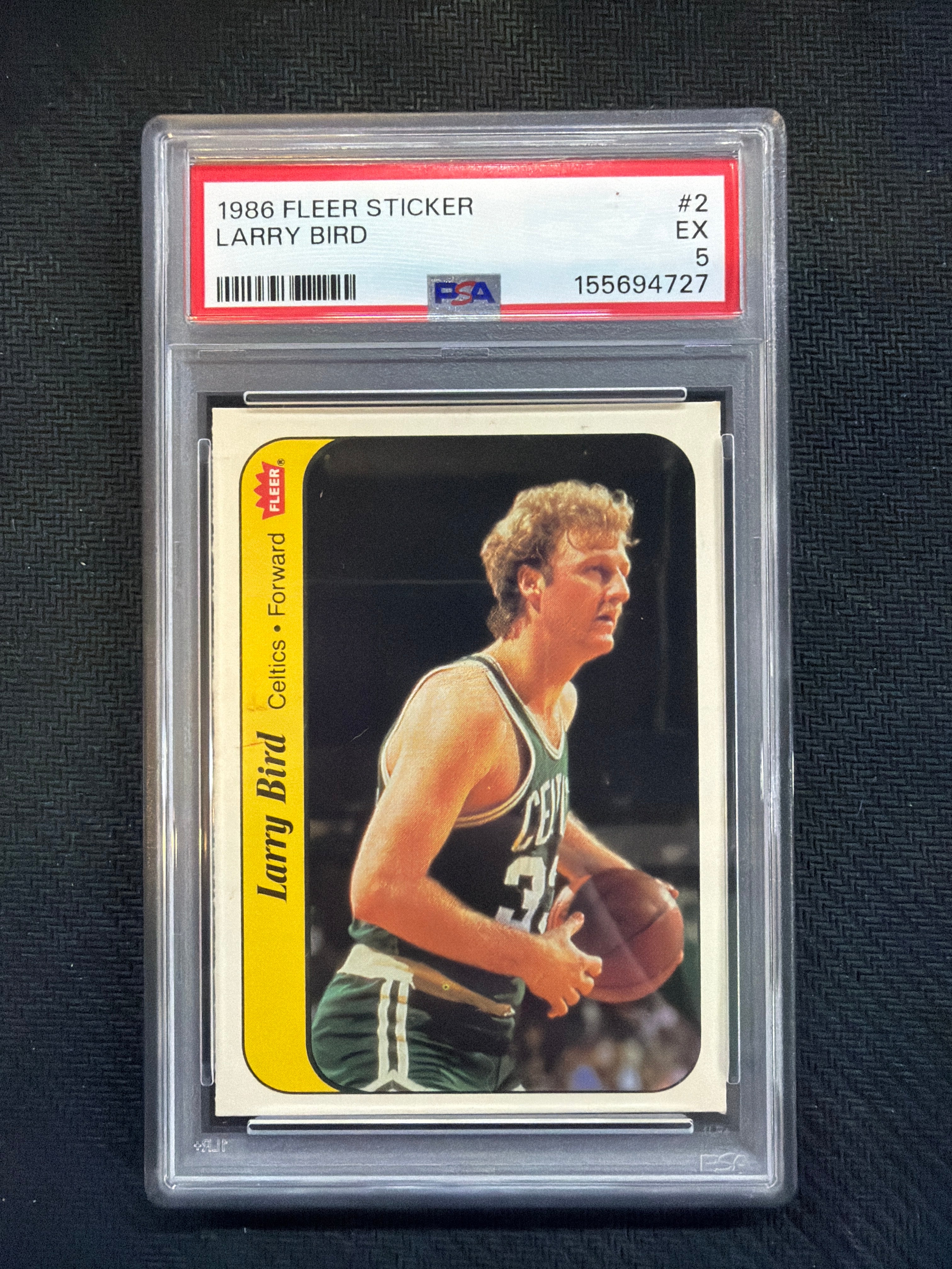 1986 Fleer Sticker Larry Bird #2 PSA 5 Celtics