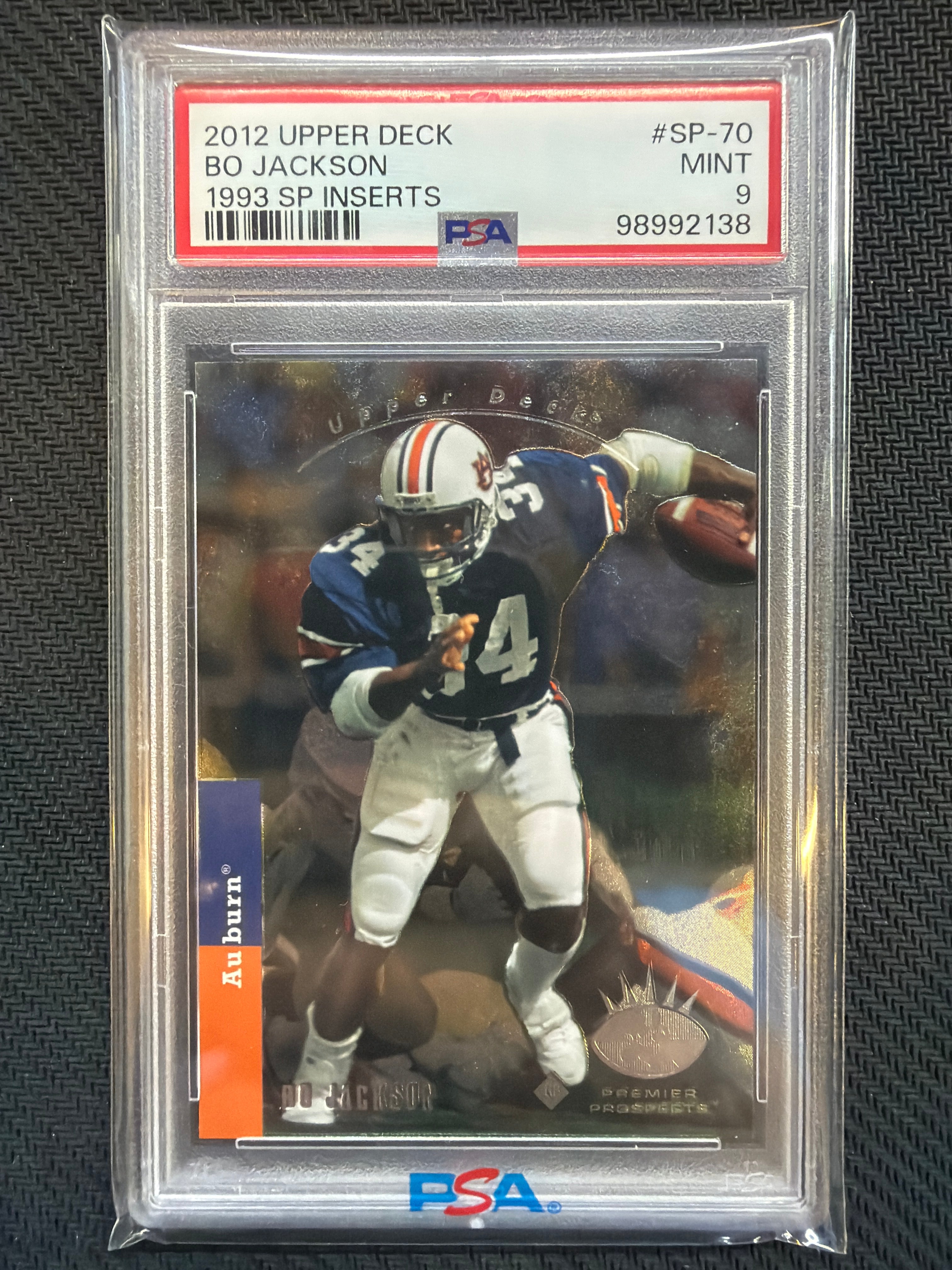 2012 Upper Deck Bo Jackson 1993 SP Insterts #SP-70 PSA 9 Auburn