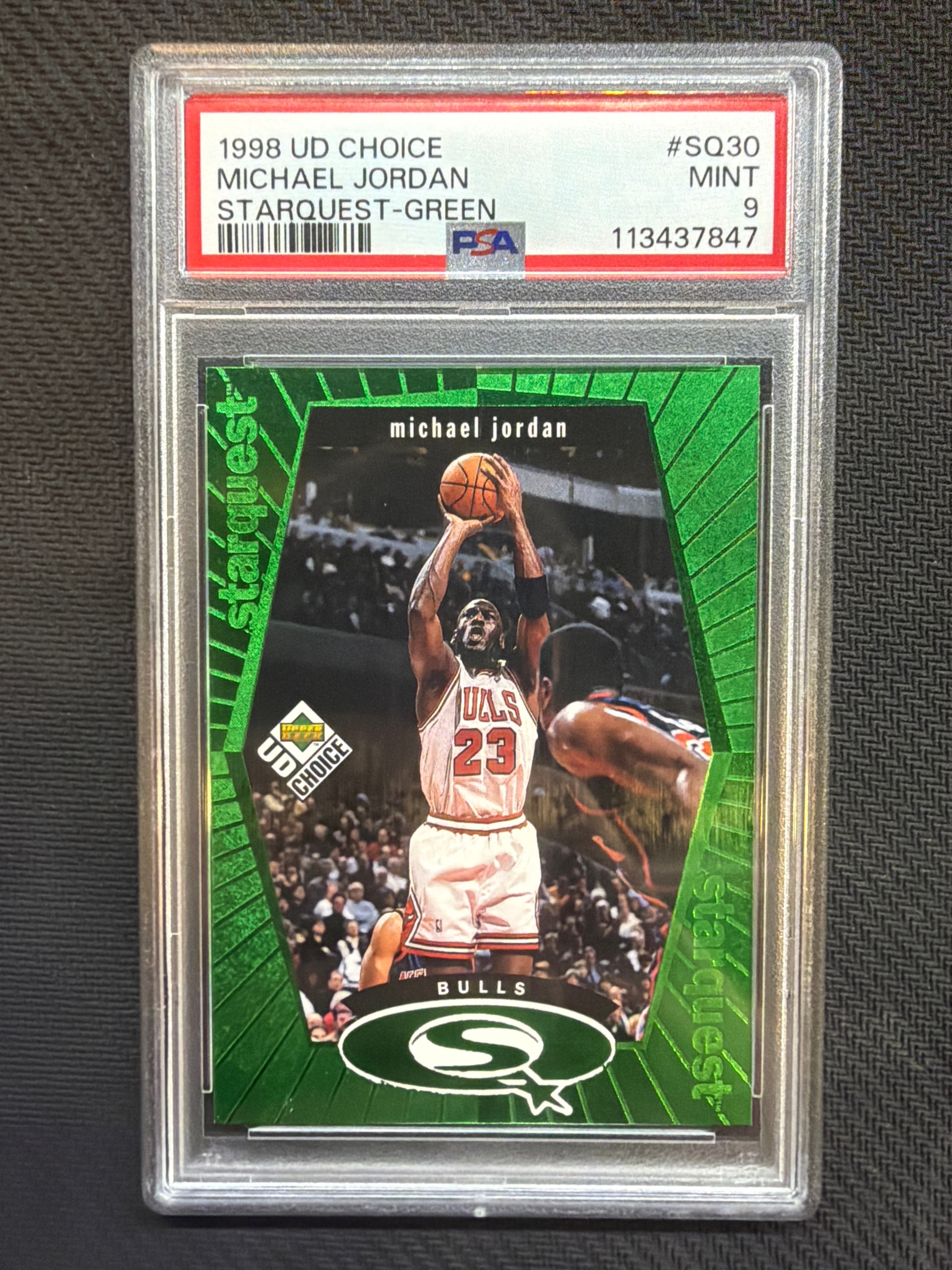 1998 Upper Deck Choice Michael Jordan #SQ30 Starquest Green PSA 9 Bulls