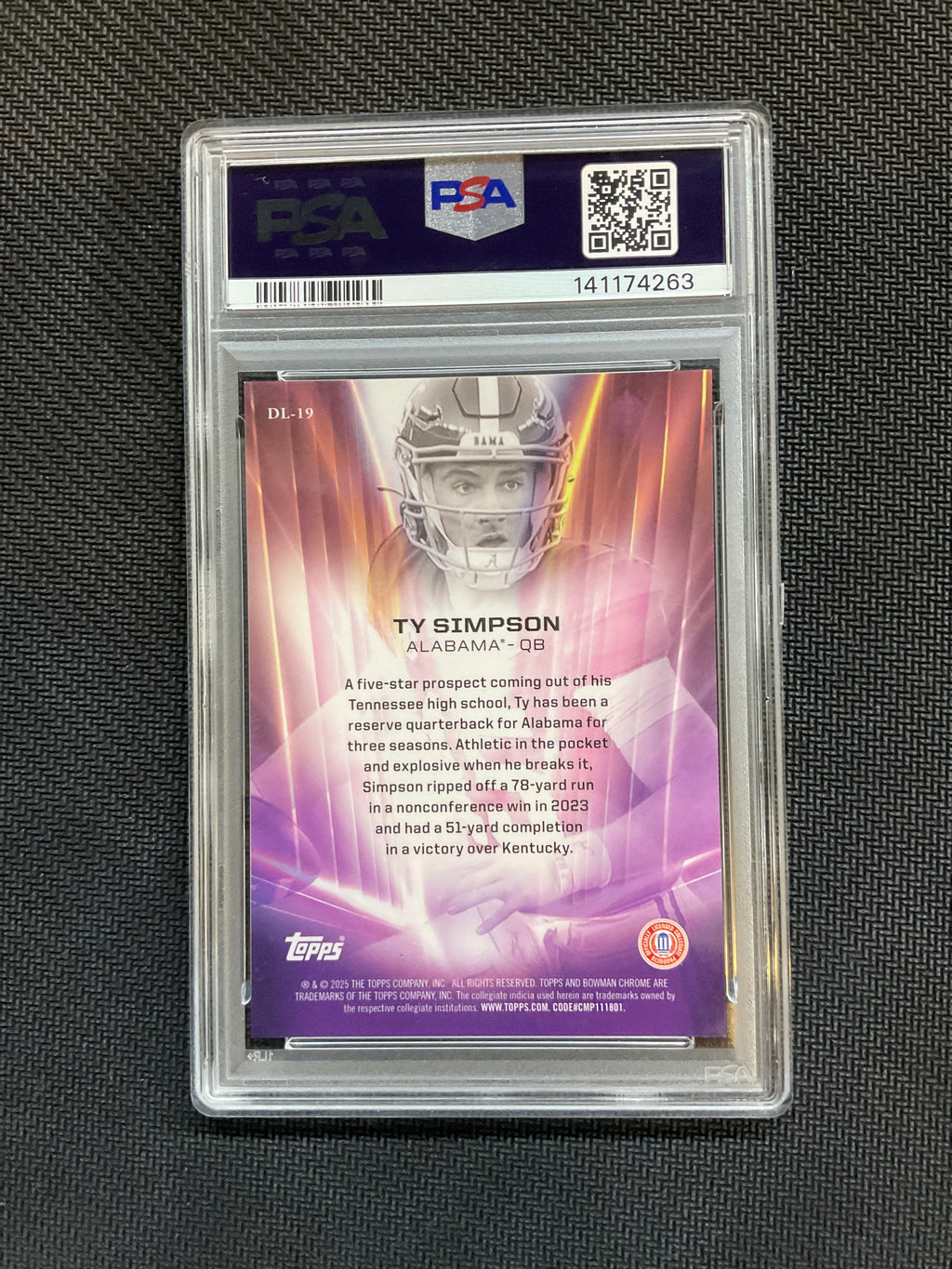 2025 Bowman U Chrome Ty Simpson Dean's List PSA 10 Case Hit Alabama 263