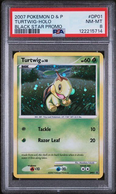 2007 Pokemon Diamon & Pearl Promo Turtwig Holo DP01 PSA 8 - 2 SWIRLS!