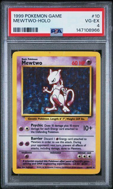 1999 Pokemon Base Mewtwo Holo 10 PSA 4