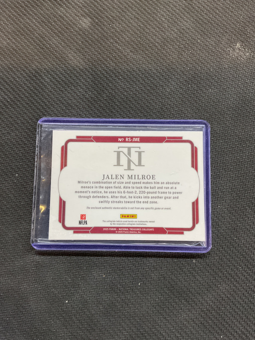 2025 Panini Collegiate National Treasures Jalen Milroe Reliaquest Bowl Patch /5 Alabama