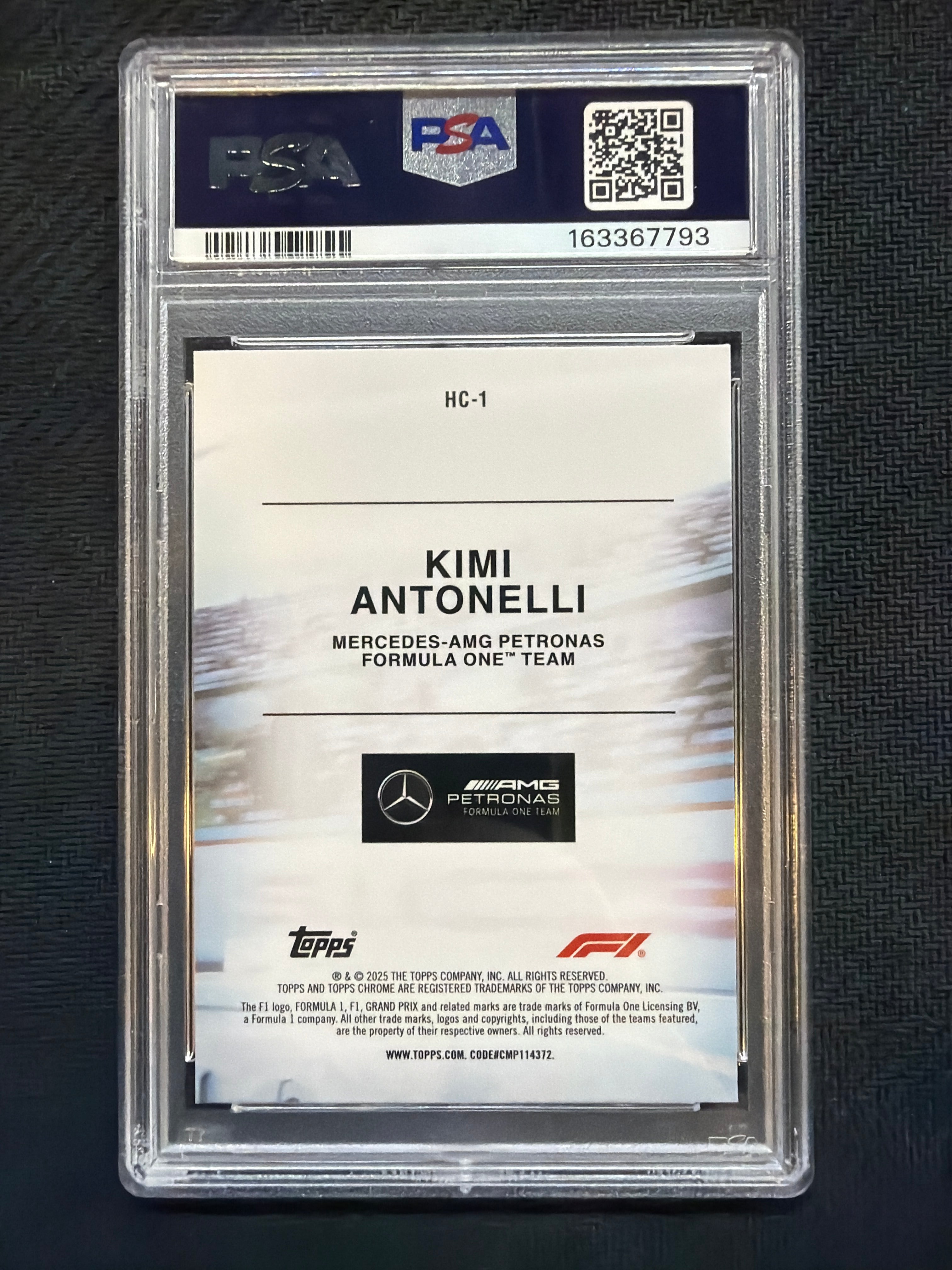 2025 Topps Chrome F1 Kimi Antonelli Rookie Helmet PSA 10 793