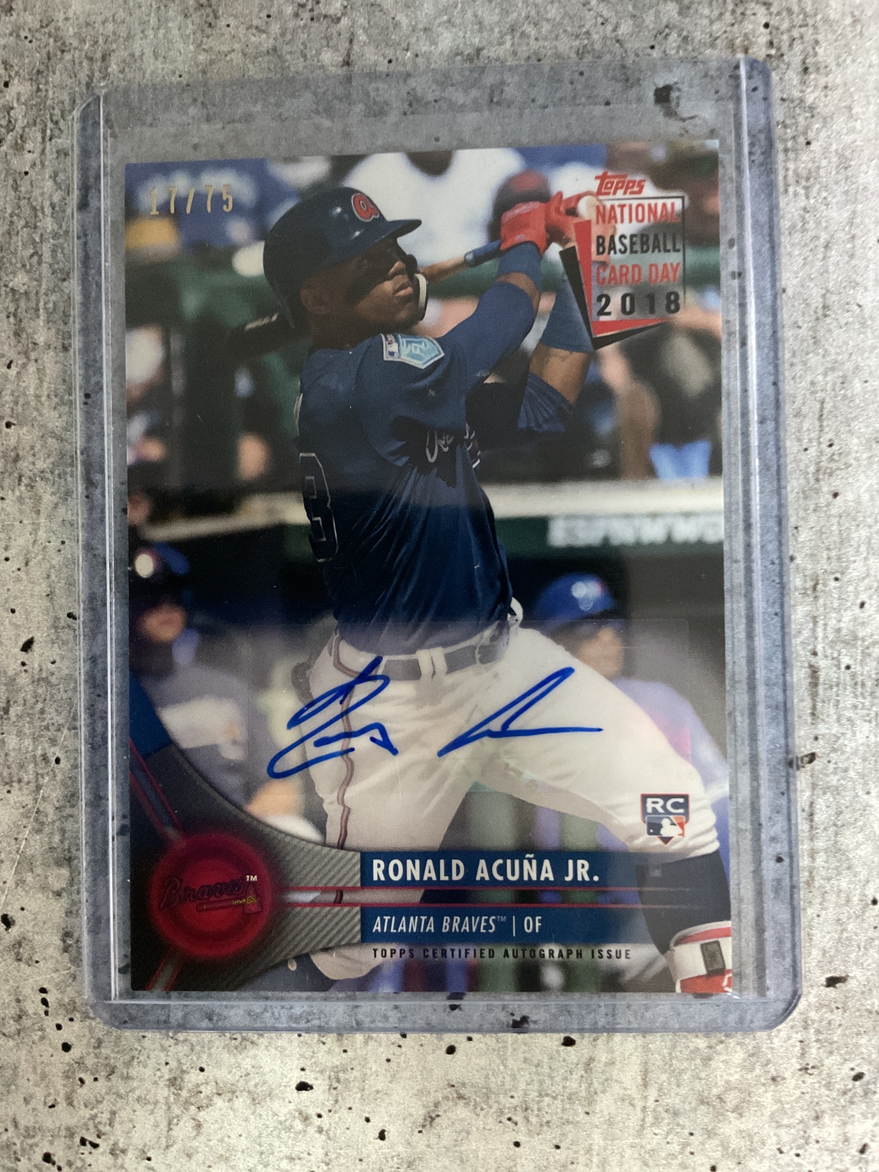 2018 Topps Ronald Acuna Jr. National Card Day Rookie Auto /75