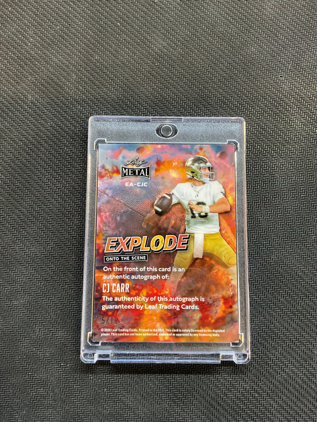 2026 Leaf Metal CJ Carr Explode Onto the Scene Auto /12 Notre Dame