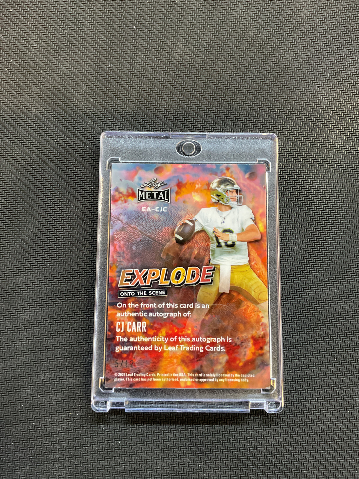 2026 Leaf Metal CJ Carr Explode Onto the Scene Auto /12 Notre Dame