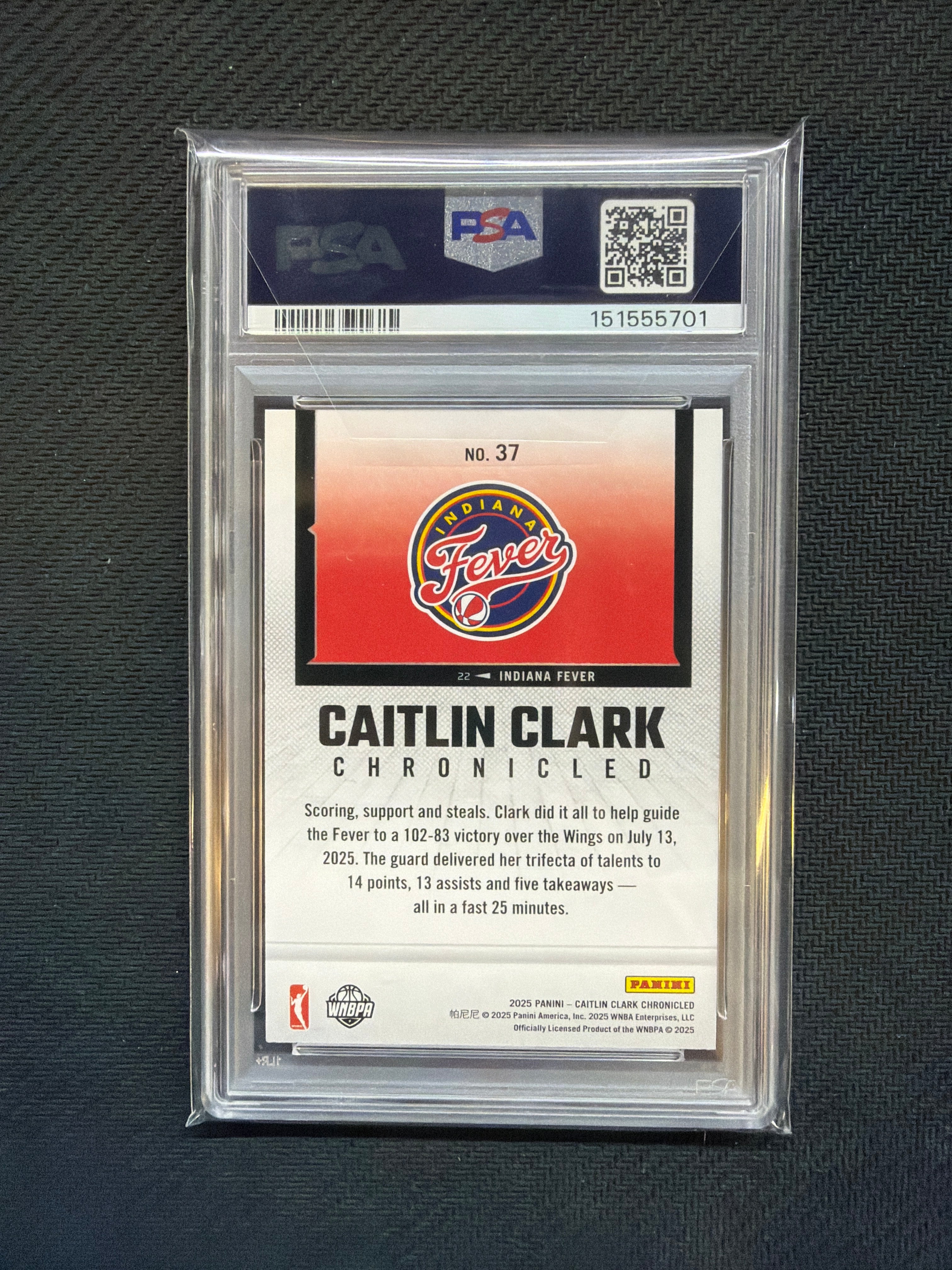 2025 Caitlin Clark Chronicled Caitlin Clark Unflappable Effort Wilts Wings PSA 10 701