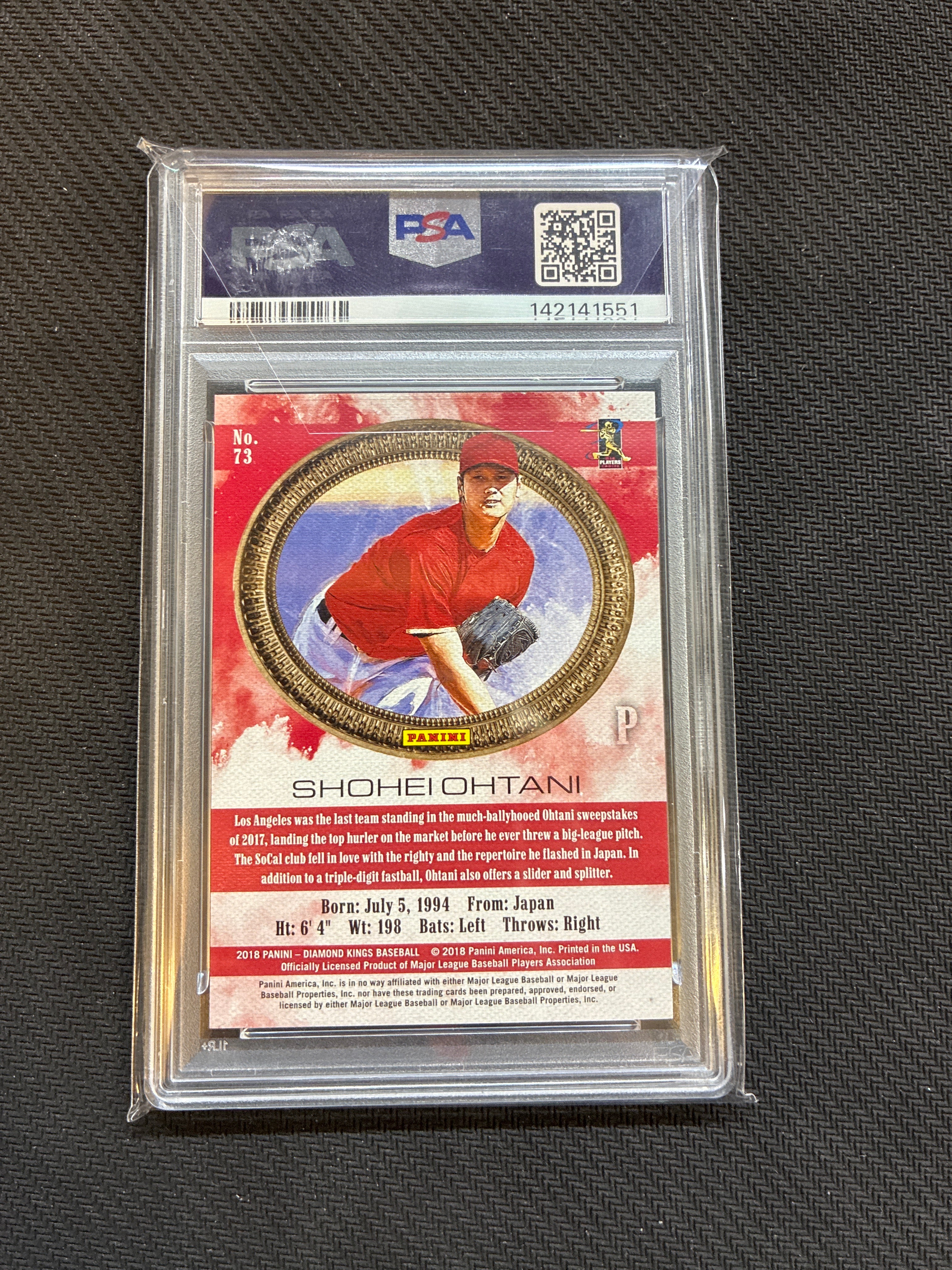 2018 Panini Diamond Kings Shohei Ohtani Pitching / No Pinstripe Blue Frame Rookie PSA 9 Angels