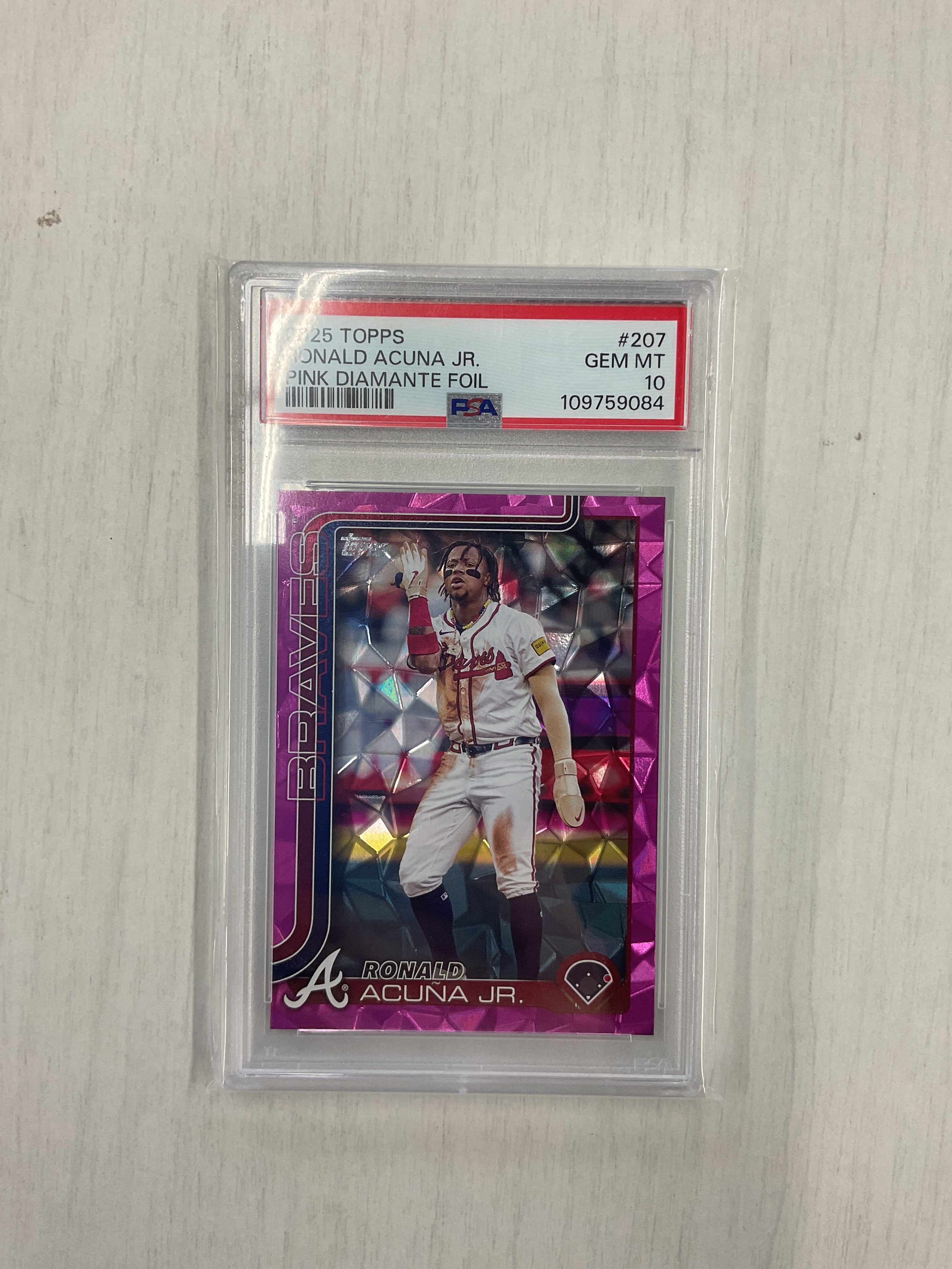 2025 Topps Ronald Acuna Jr. Pink Diamante Foil PSA 10