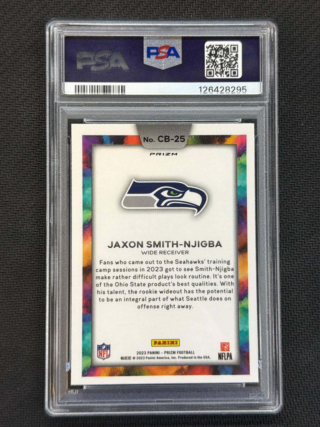 2023 Prizm Jaxon Smith-Njigba Rookie Vertical Color Blast PSA 10 295