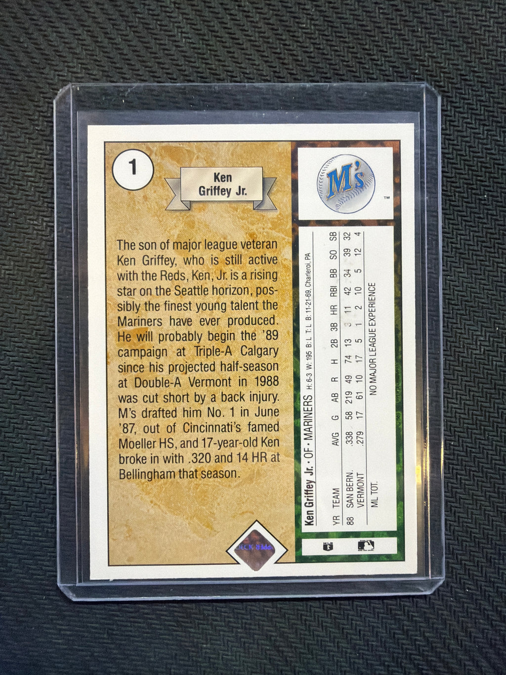 1989 Upper Deck Ken Griffey Jr Rookie Mariners