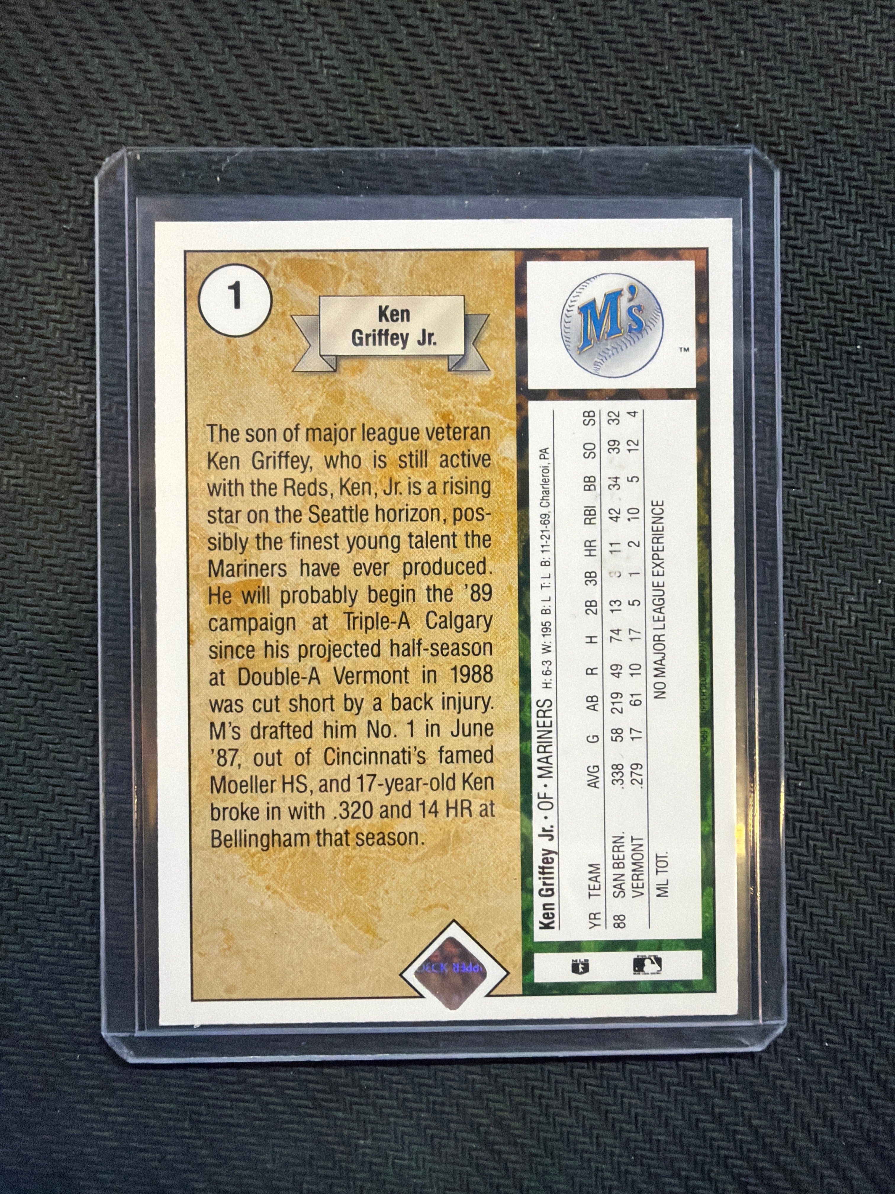 1989 Upper Deck Ken Griffey Jr Rookie Mariners