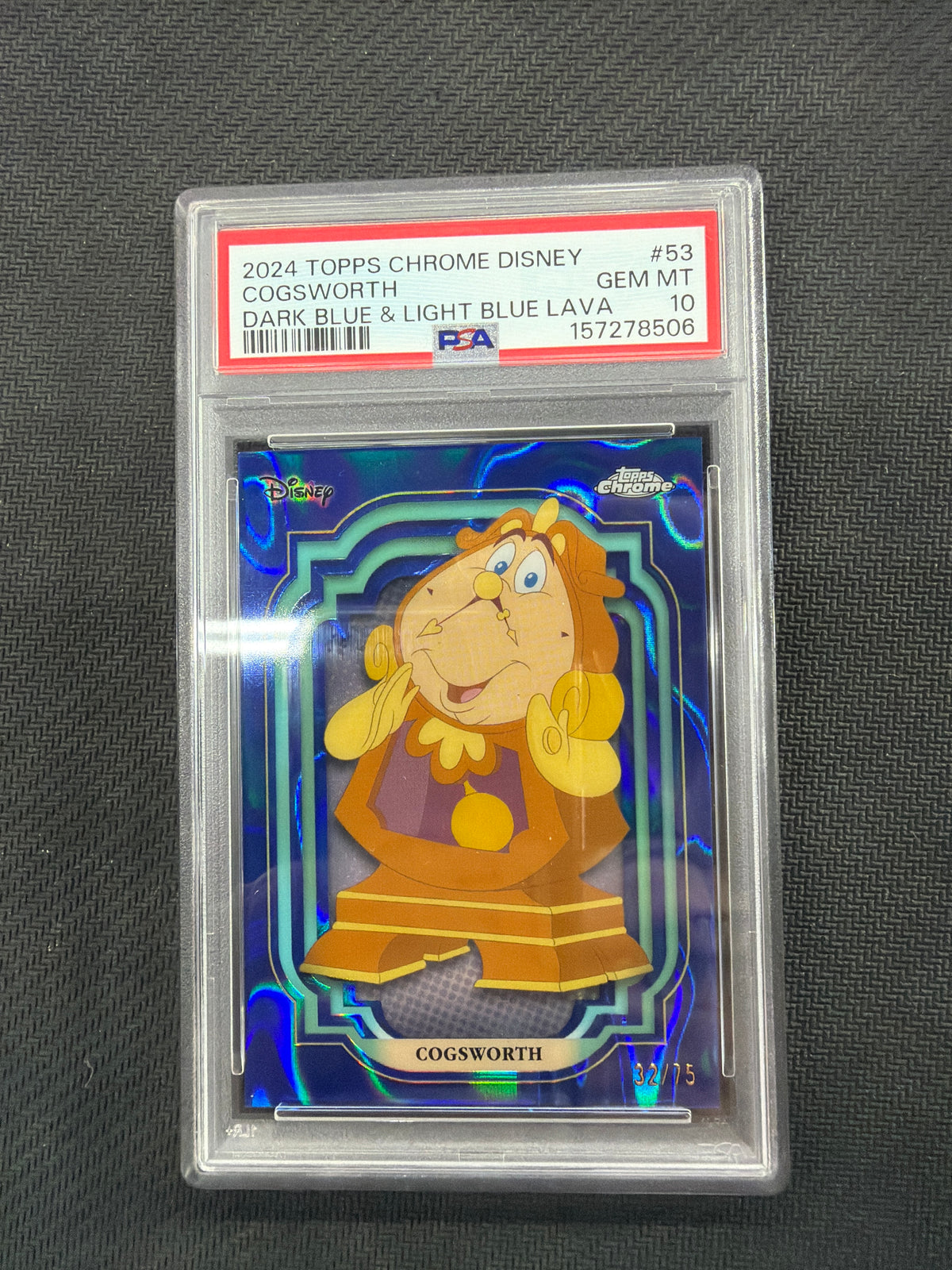 2024 Topps Chrome Disney Cogsworth Dark Blue /75 PSA 10 506