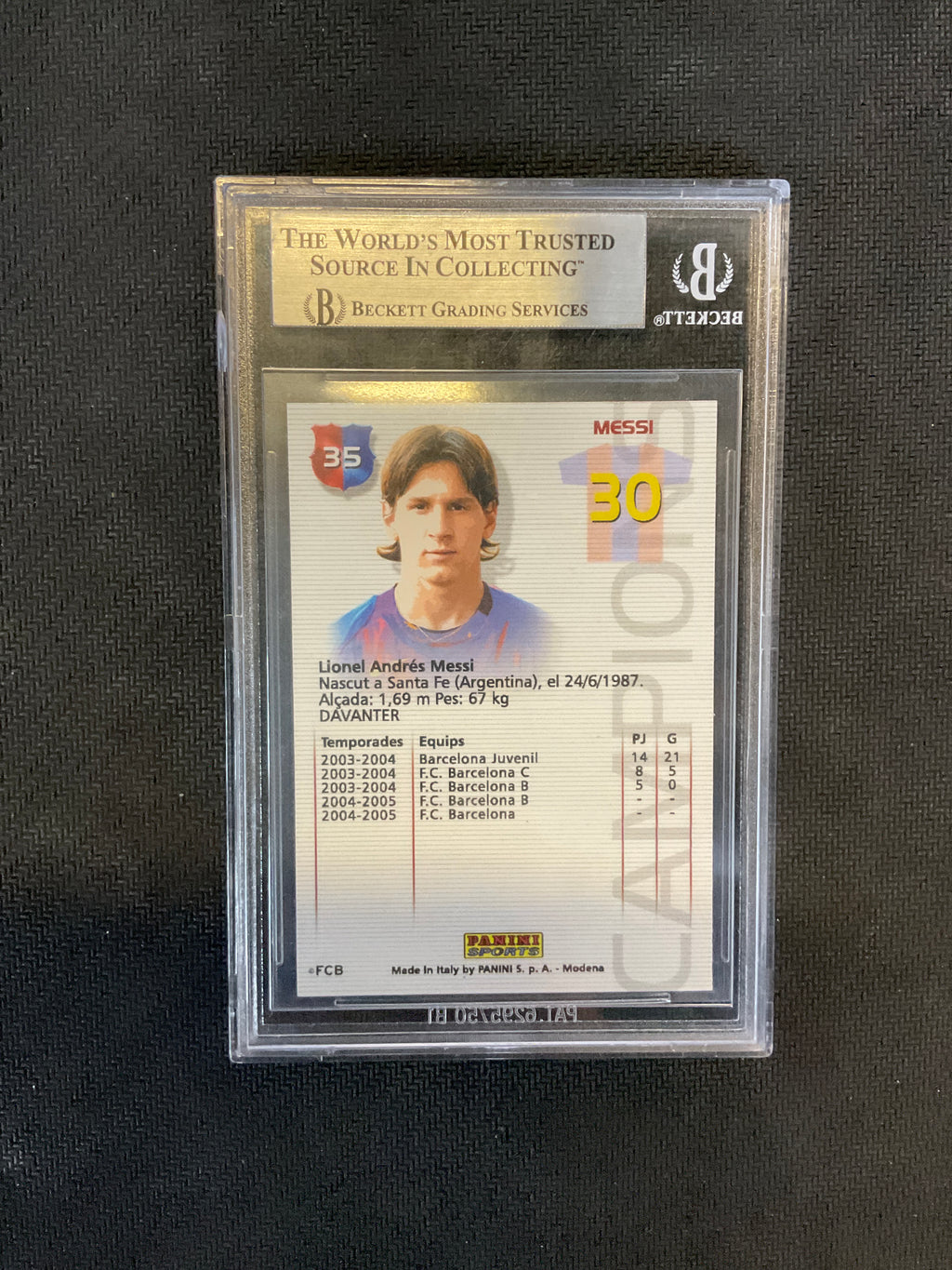 2004-05 Panini Barca Campio Lionel Messi Rookie BGS 8.5