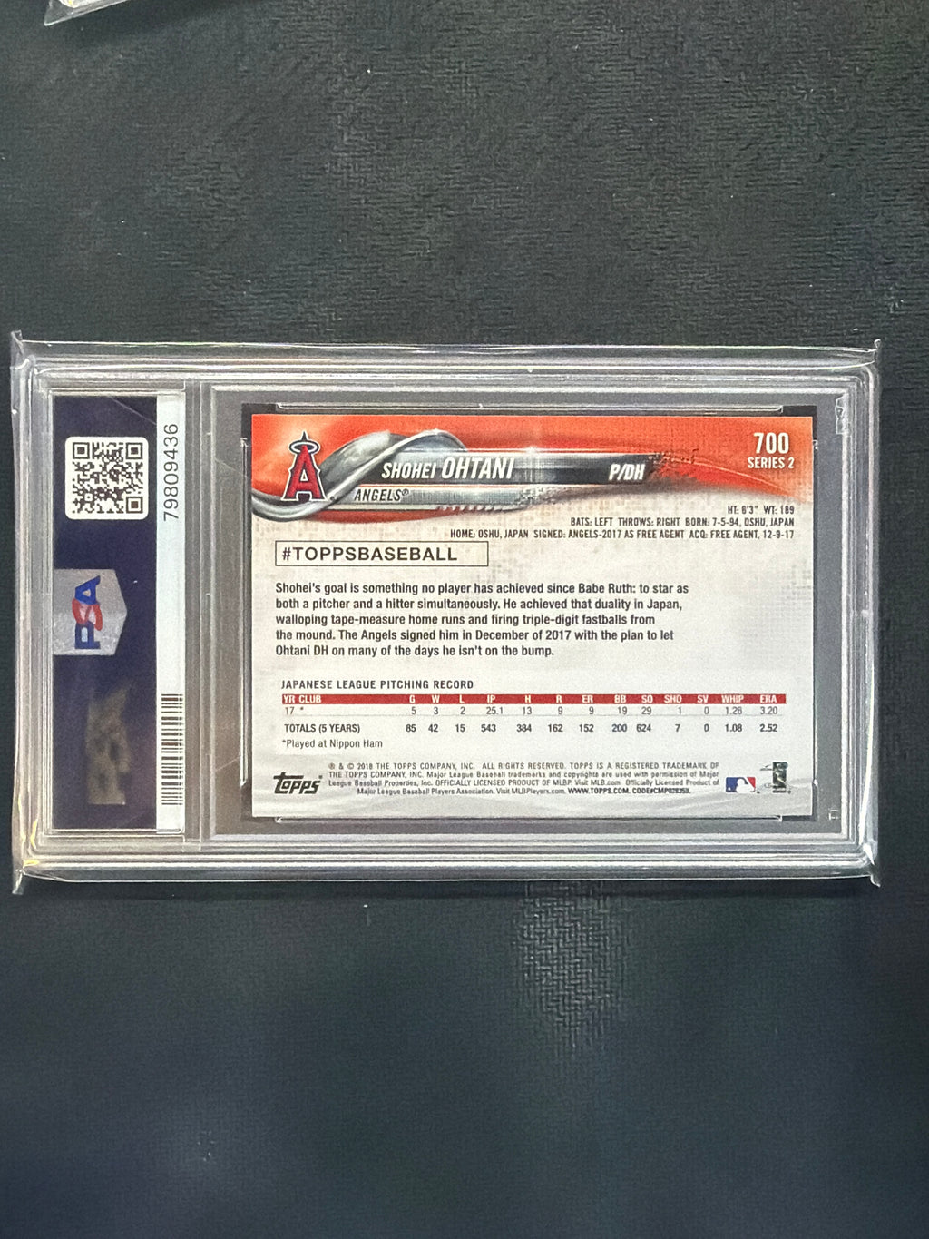 2018 Topps Shohei Ohtani #700 Rookie Ptiching PSA 10 436