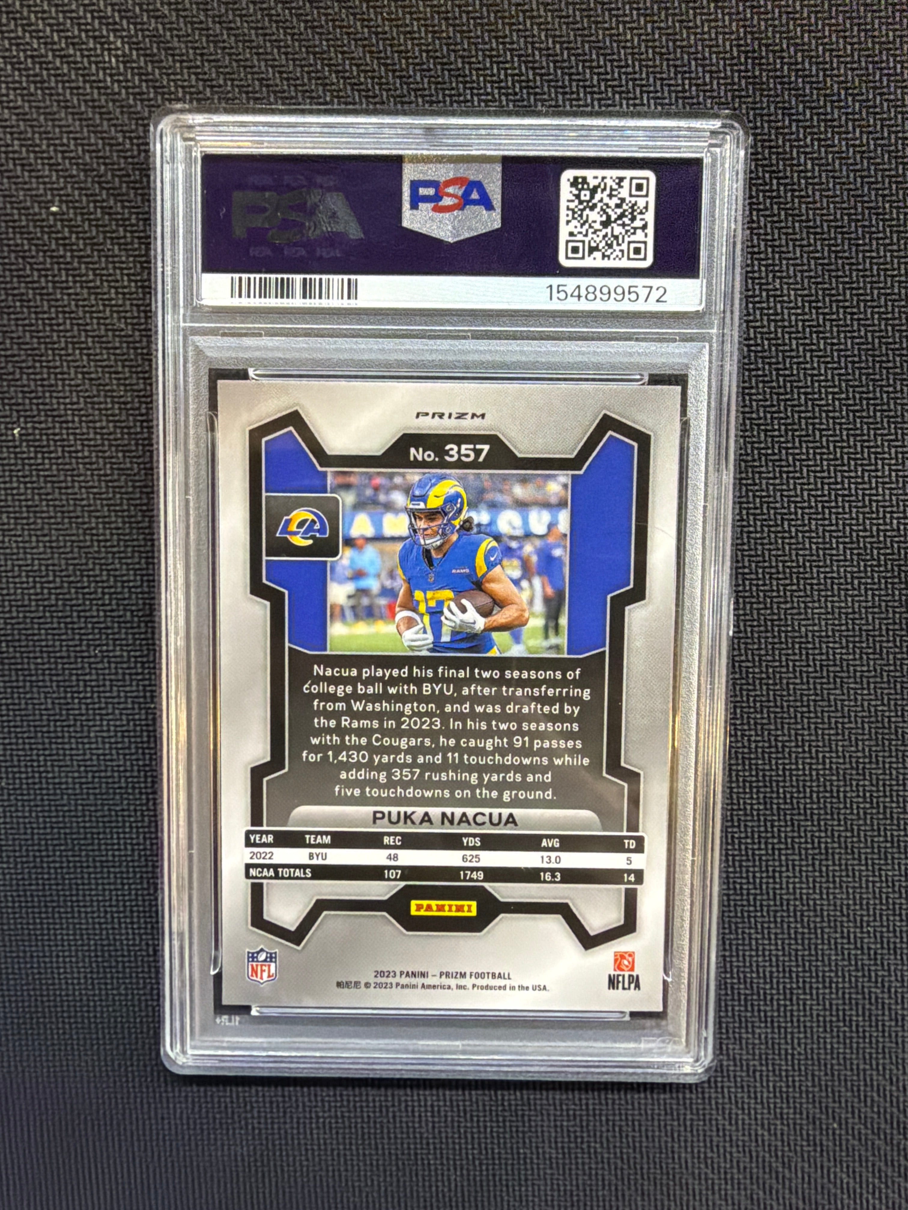2023 Prizm Puka Nacua Snakeskin Rookie PSA 9 Rams