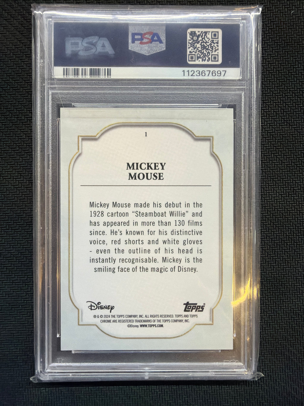 2024 Topps Chrome Disney #1 Mickey Mouse /150 Purple & Green PSA 10 697