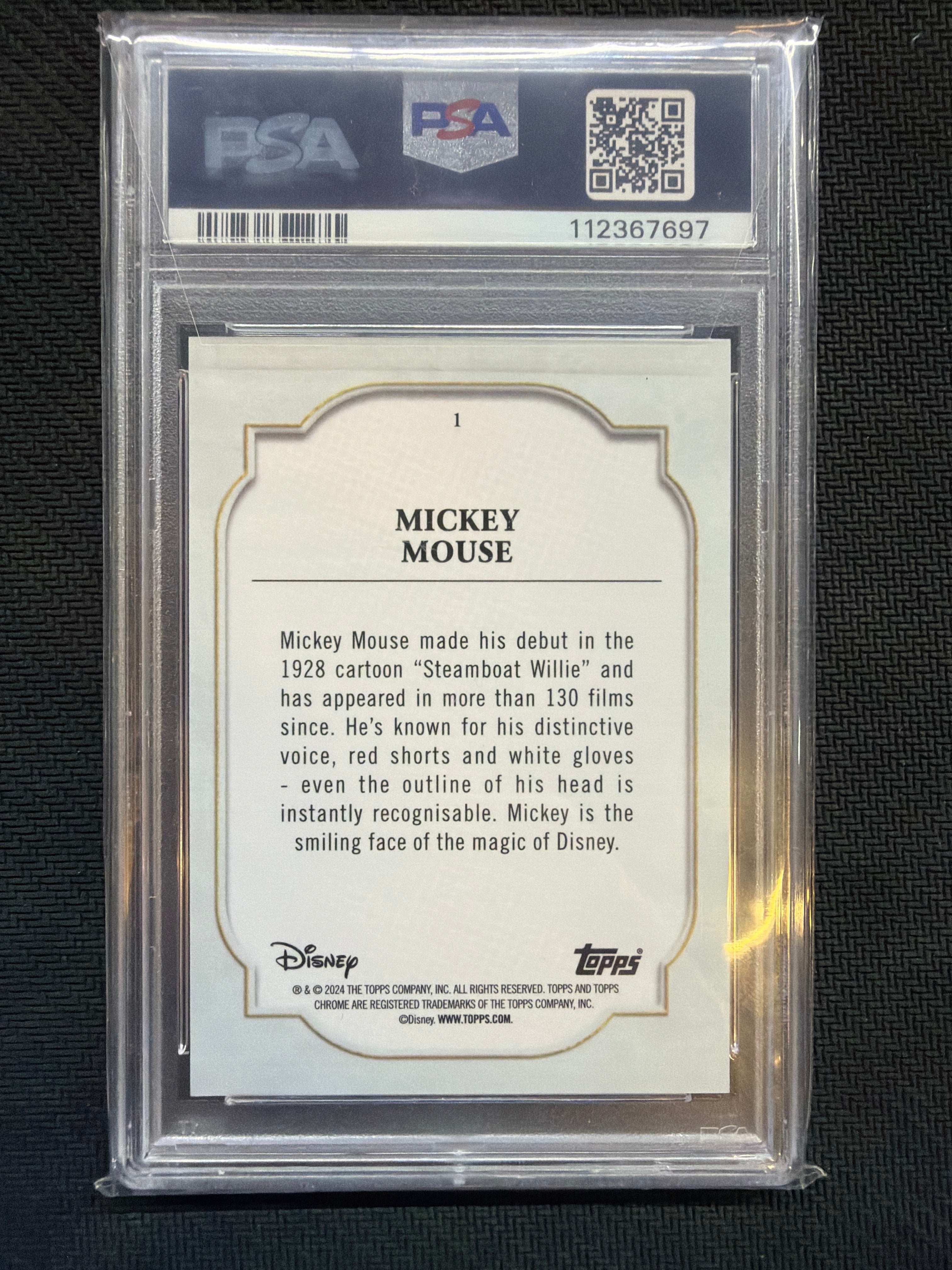 2024 Topps Chrome Disney #1 Mickey Mouse /150 Purple & Green PSA 10 697