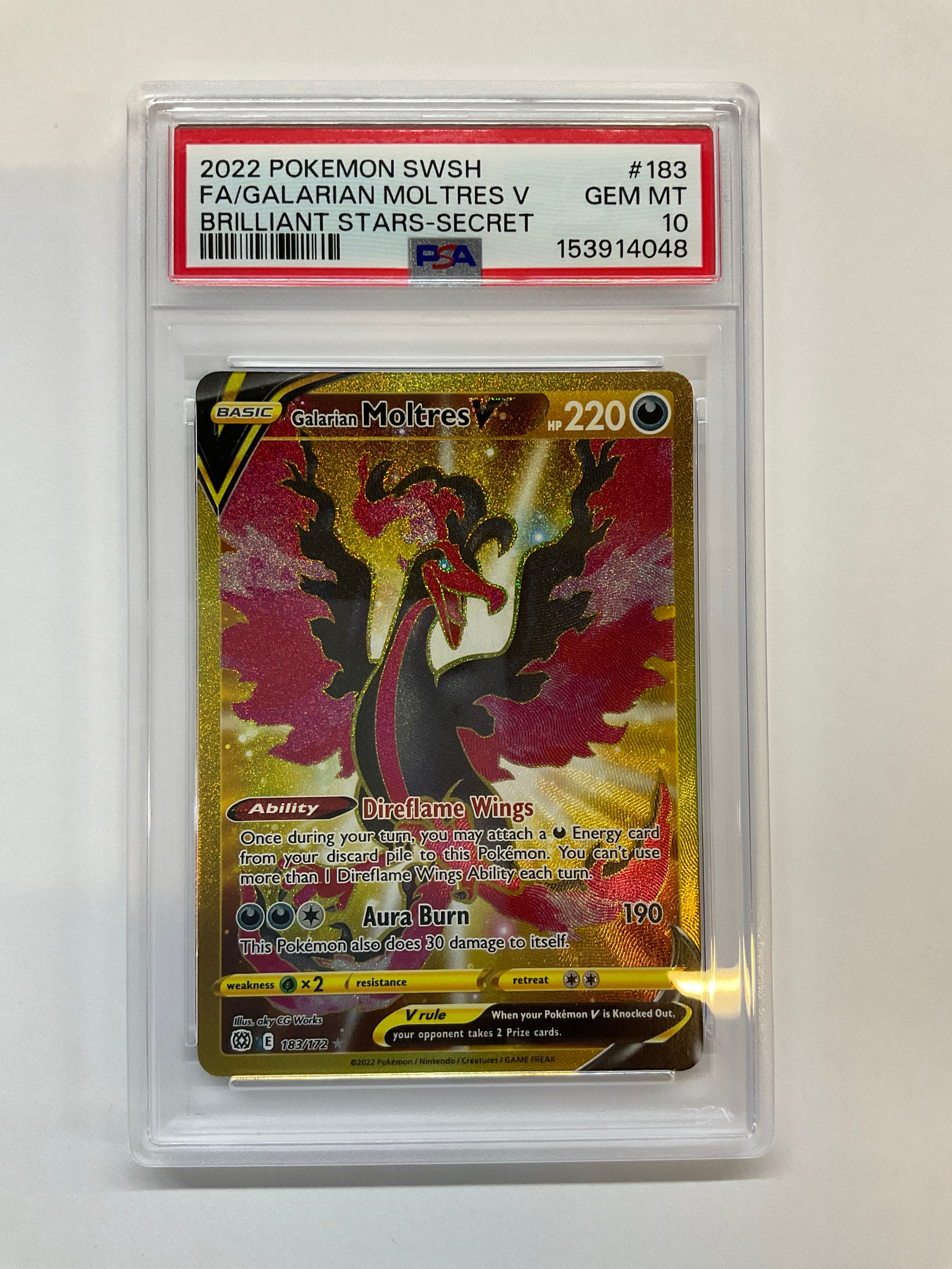 2022 Pokemon Brilliant Stars Galarian Moltres V 183 PSA 10