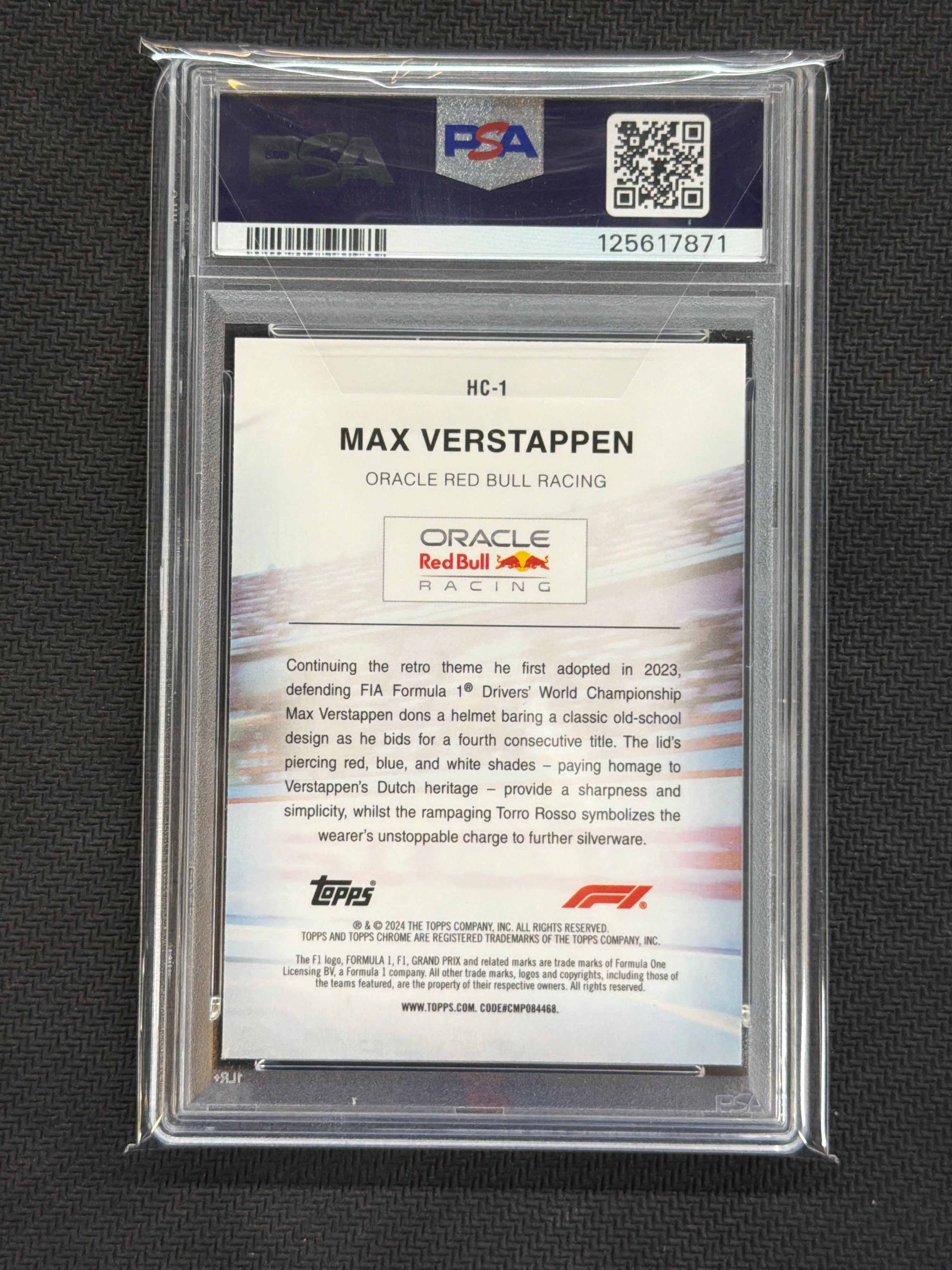 2024 Topps Chrome Logofractor Max Verstappen Helmet PSA 9 871