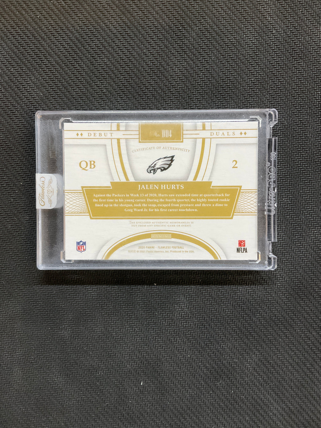2020 Flawless Jalen Hurts Rookie Patch /5 Eagles