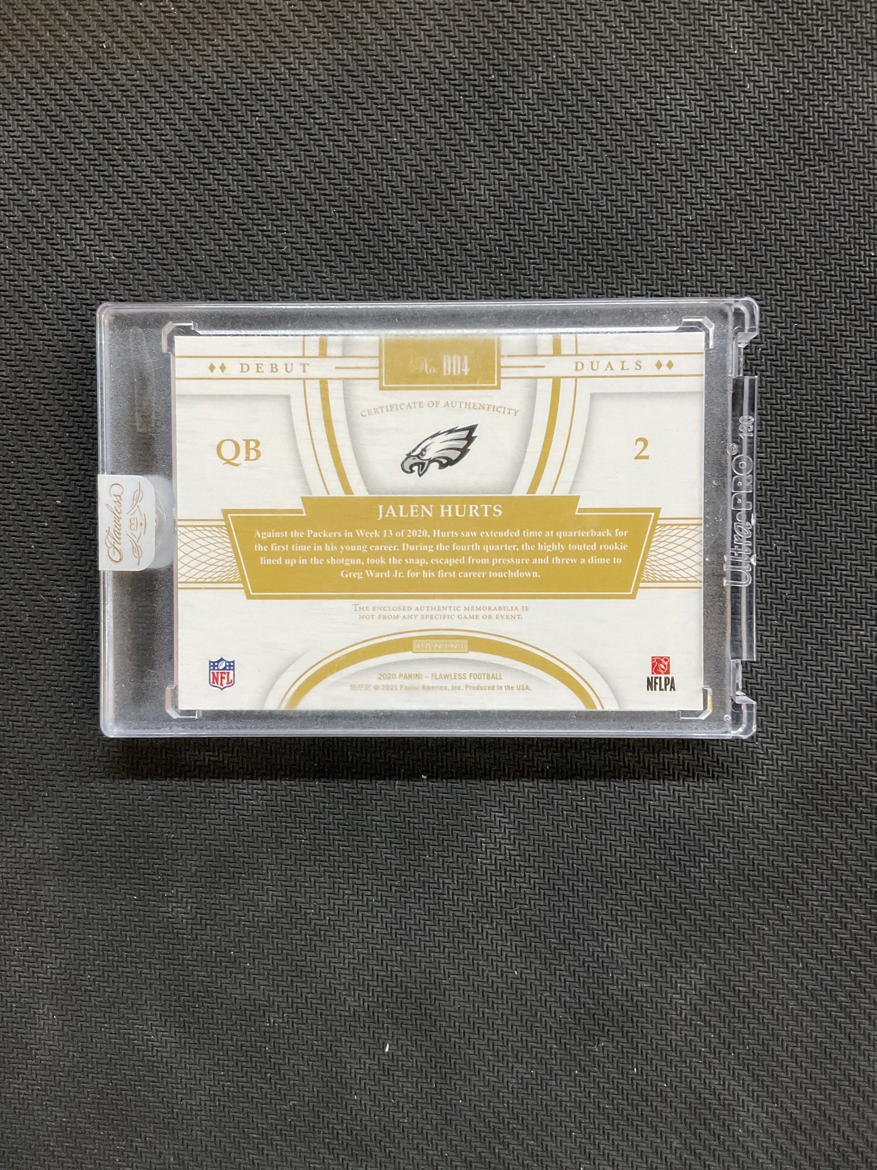 2020 Flawless Jalen Hurts Rookie Patch /5 Eagles