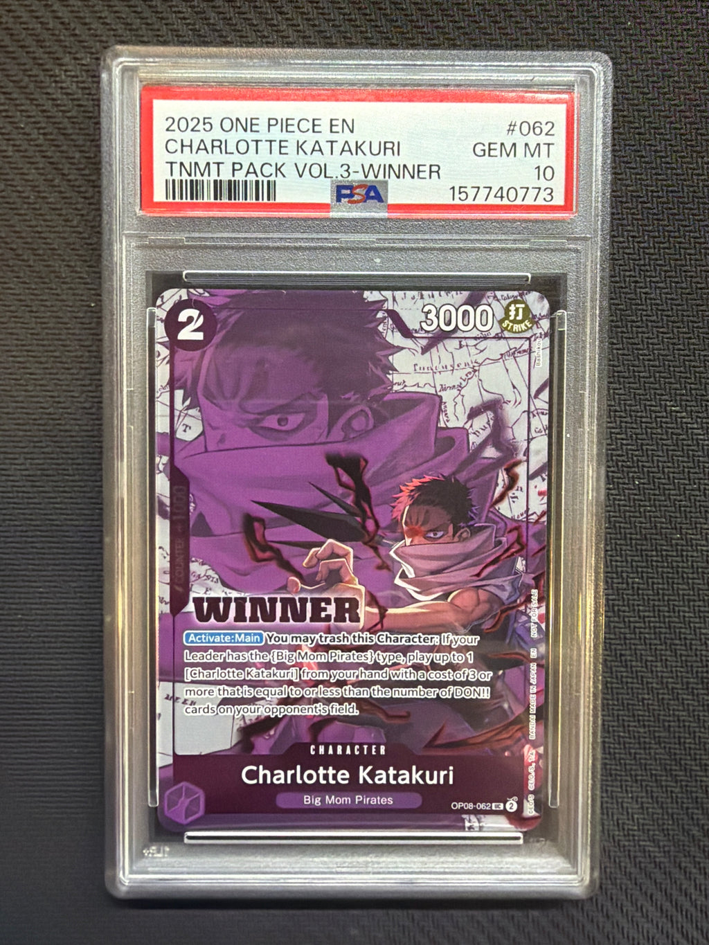 2025 One Piece Tournament Pack Volume 3 Winner Charlotte Katakuri 062 PSA 10 773