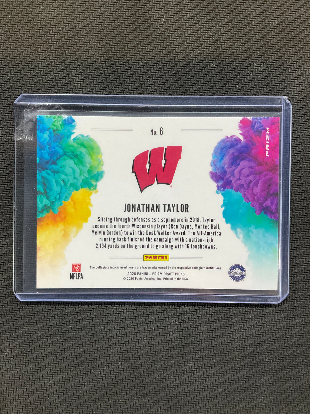 2020 Prizm Draft Jonathan Taylor Color Blast #6 Wisconsin